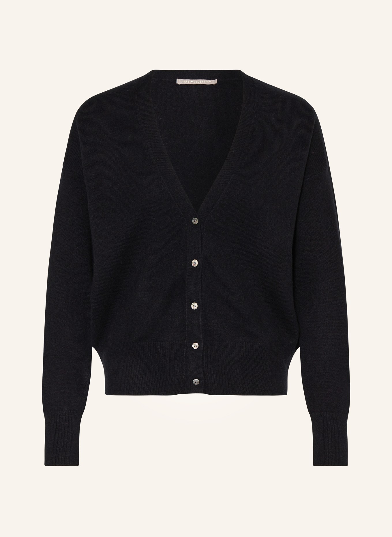 (THE MERCER) N.Y. Cropped cardigan in cashmere, Color: BLACK (Image 1)