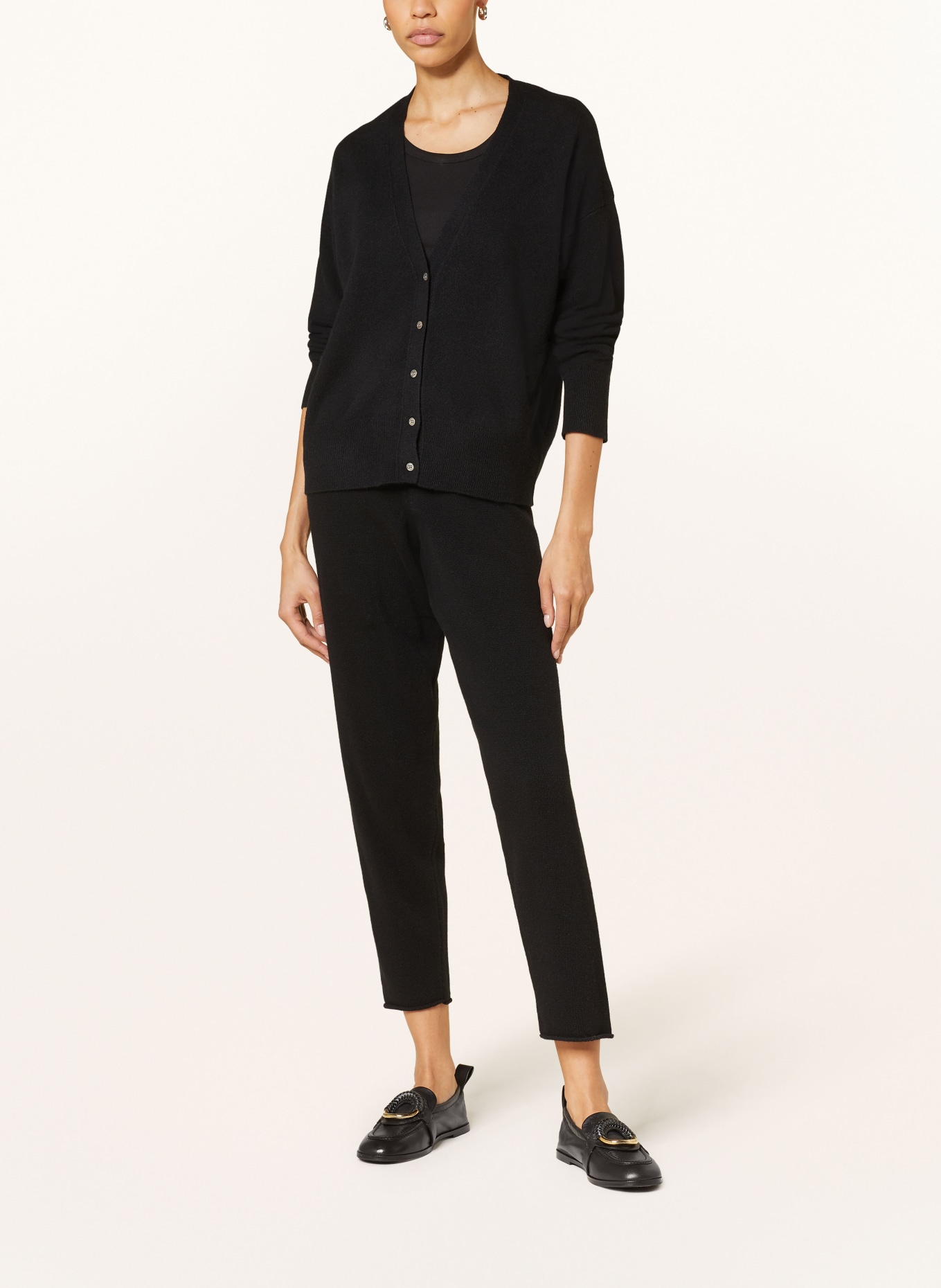 (THE MERCER) N.Y. Cropped cardigan in cashmere, Color: BLACK (Image 2)