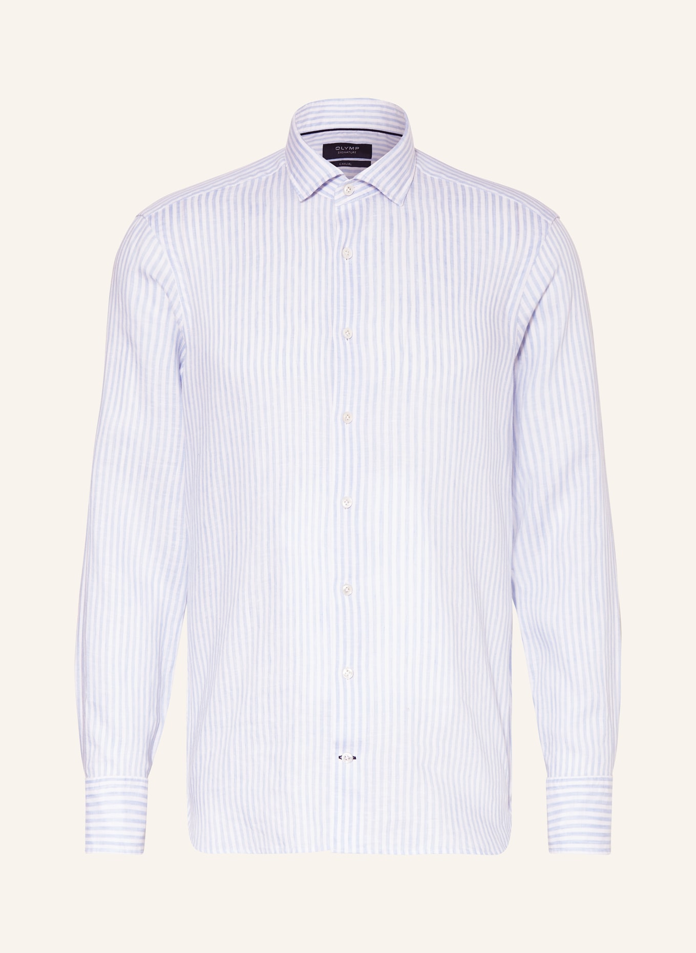 OLYMP SIGNATURE Lněná košile Tailored Fit, Barva: TMAVĚ MODRÁ/ BÍLÁ (Obrázek 1)