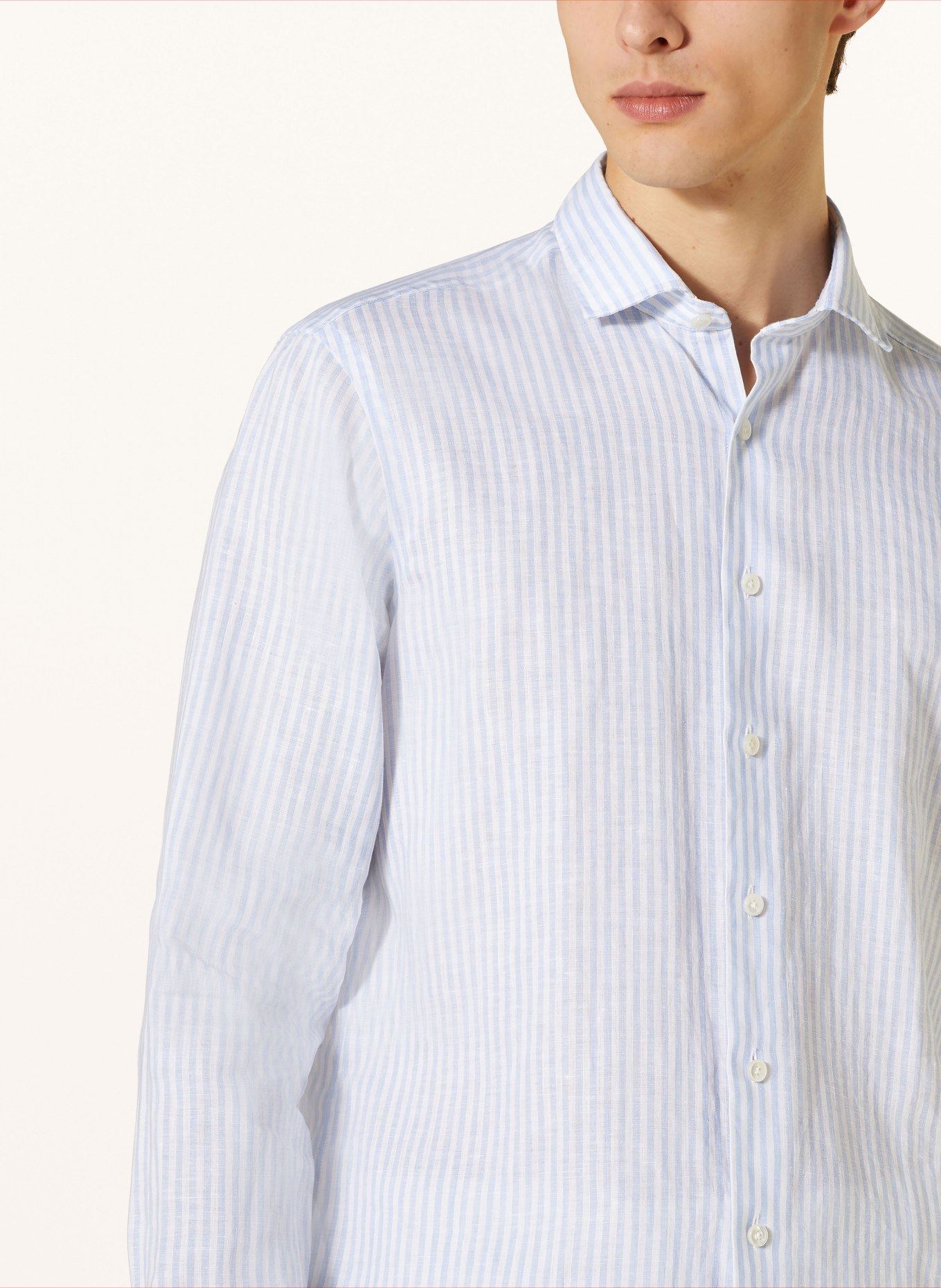 OLYMP SIGNATURE Hemd tailored Fit aus Leinen, Farbe: HELLBLAU/ WEISS (Bild 4)