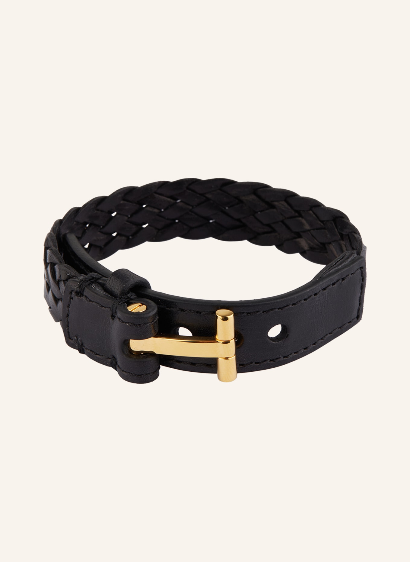 TOM FORD Leather bracelet, Color: BLACK/ GOLD (Image 1)