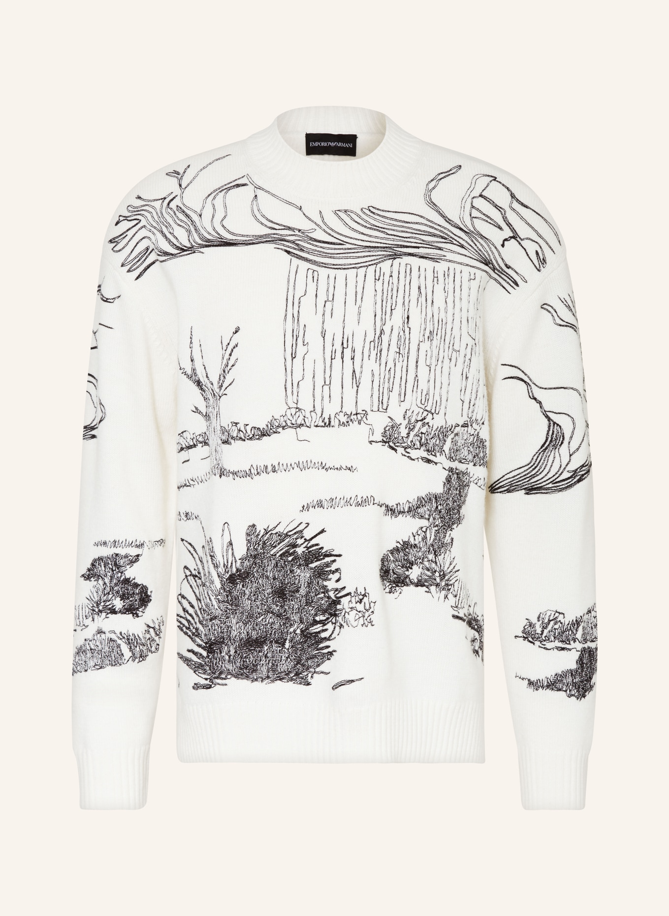 EMPORIO ARMANI Pullover mit Alpaka, Farbe: WEISS/ SCHWARZ (Bild 1)