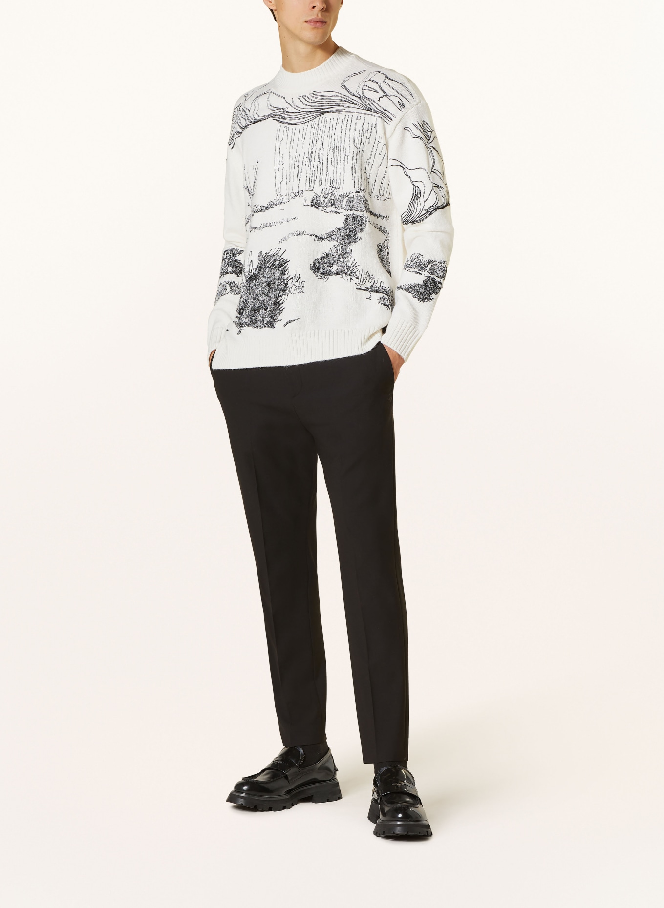 EMPORIO ARMANI Sweater with alpaca, Color: WHITE/ BLACK (Image 2)