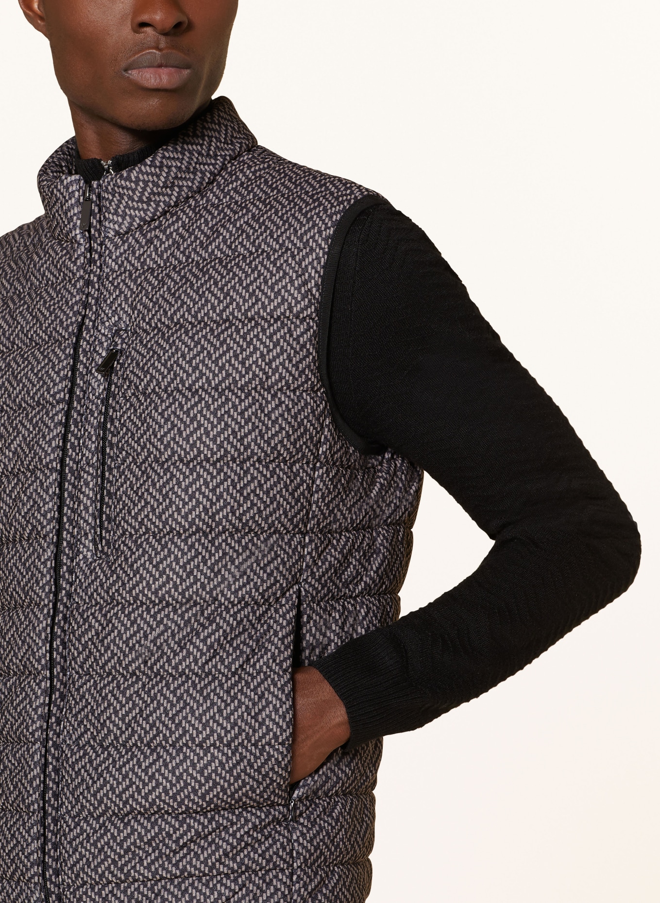 EMPORIO ARMANI Quilted vest, Color: BLACK/ BEIGE (Image 4)