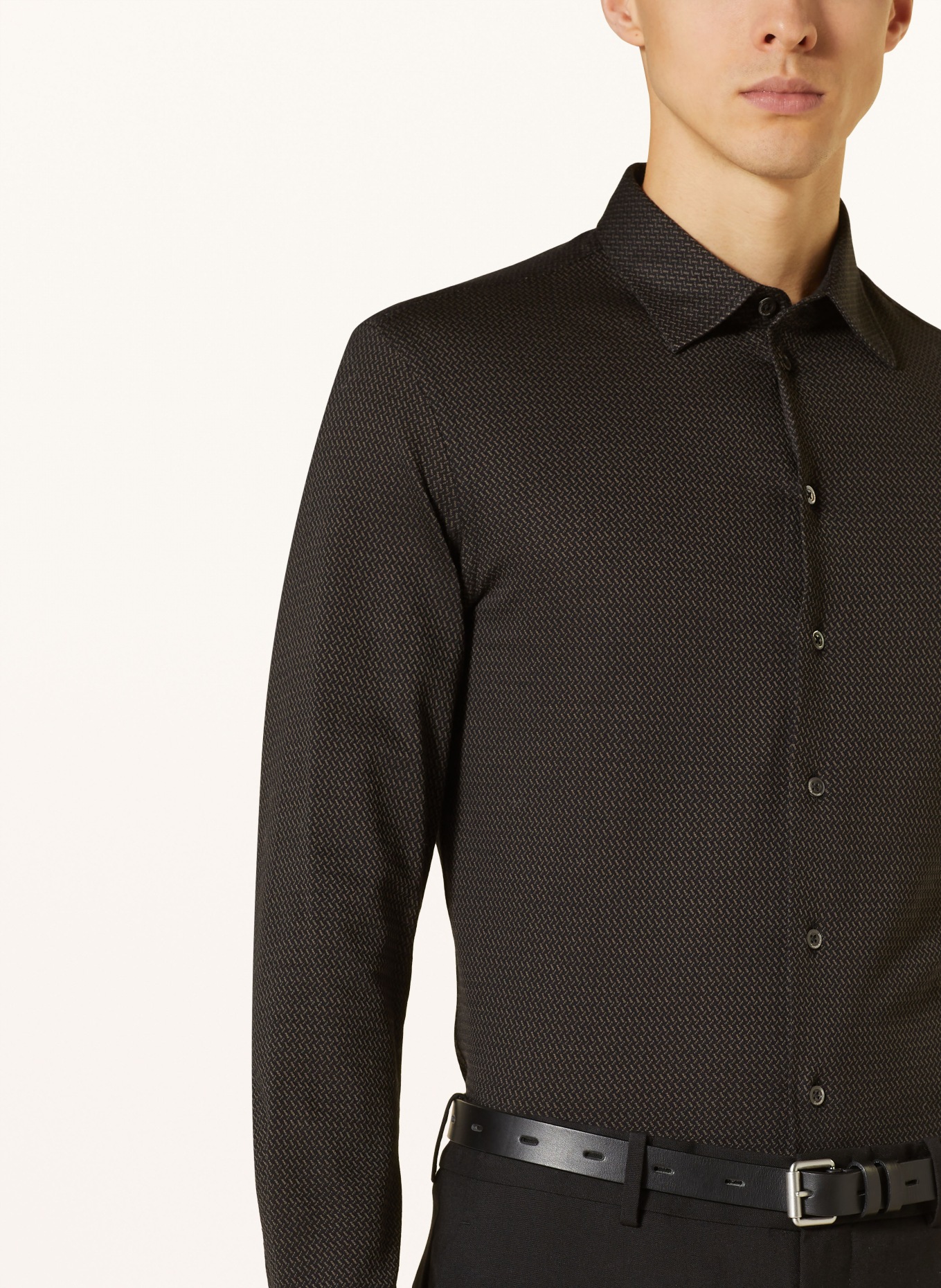 EMPORIO ARMANI Jersey shirt slim fit, Color: DARK BROWN/ BROWN (Image 4)
