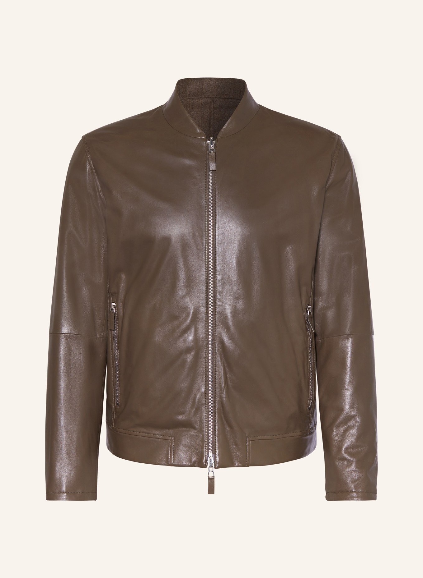 EMPORIO ARMANI Reversible leather jacket, Color: BROWN (Image 1)