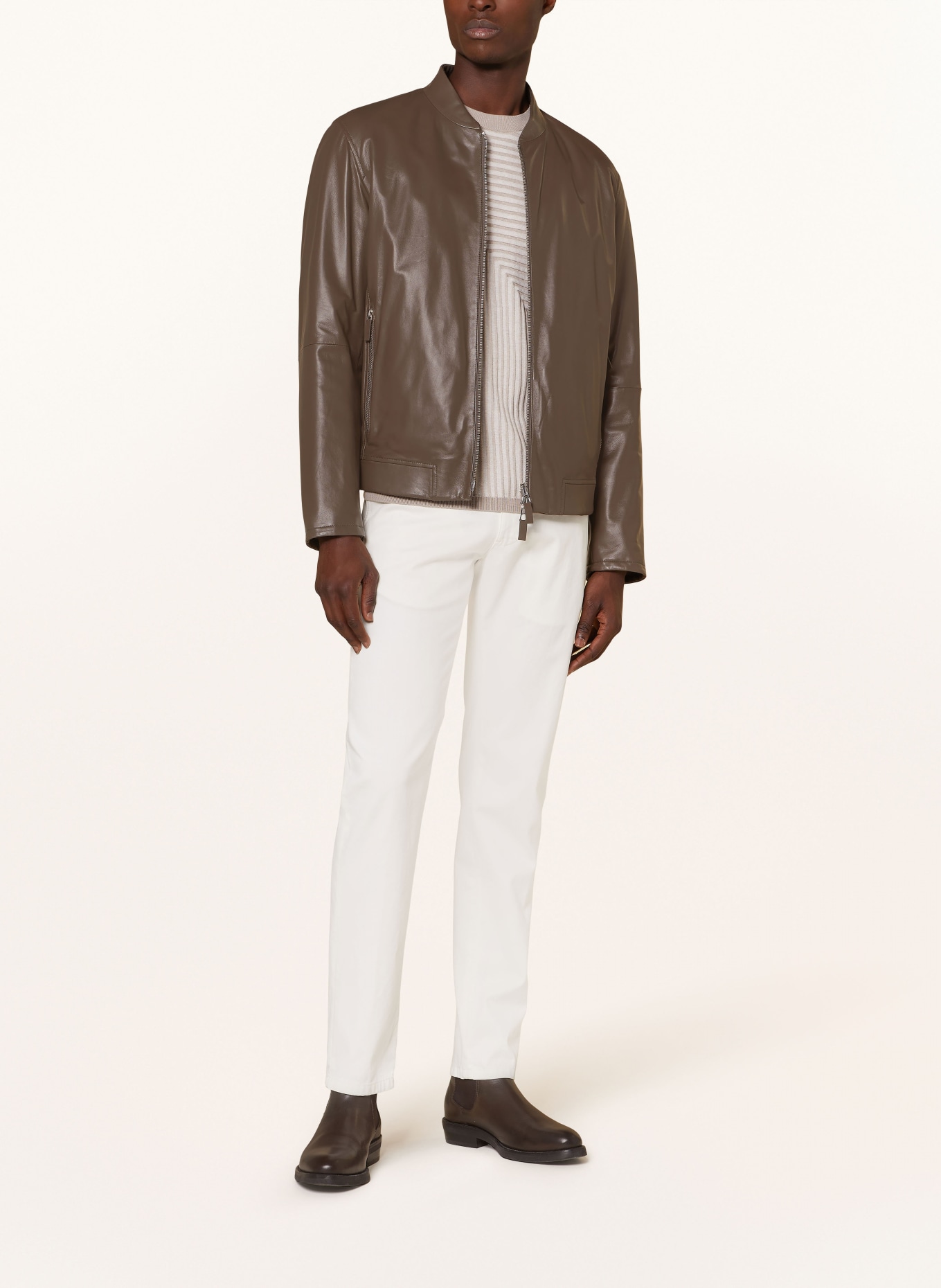 EMPORIO ARMANI Reversible leather jacket, Color: BROWN (Image 2)