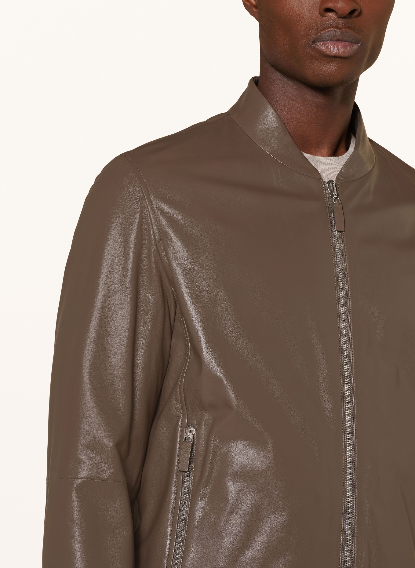 EMPORIO ARMANI Reversible leather jacket, Color: BROWN (Image 5)