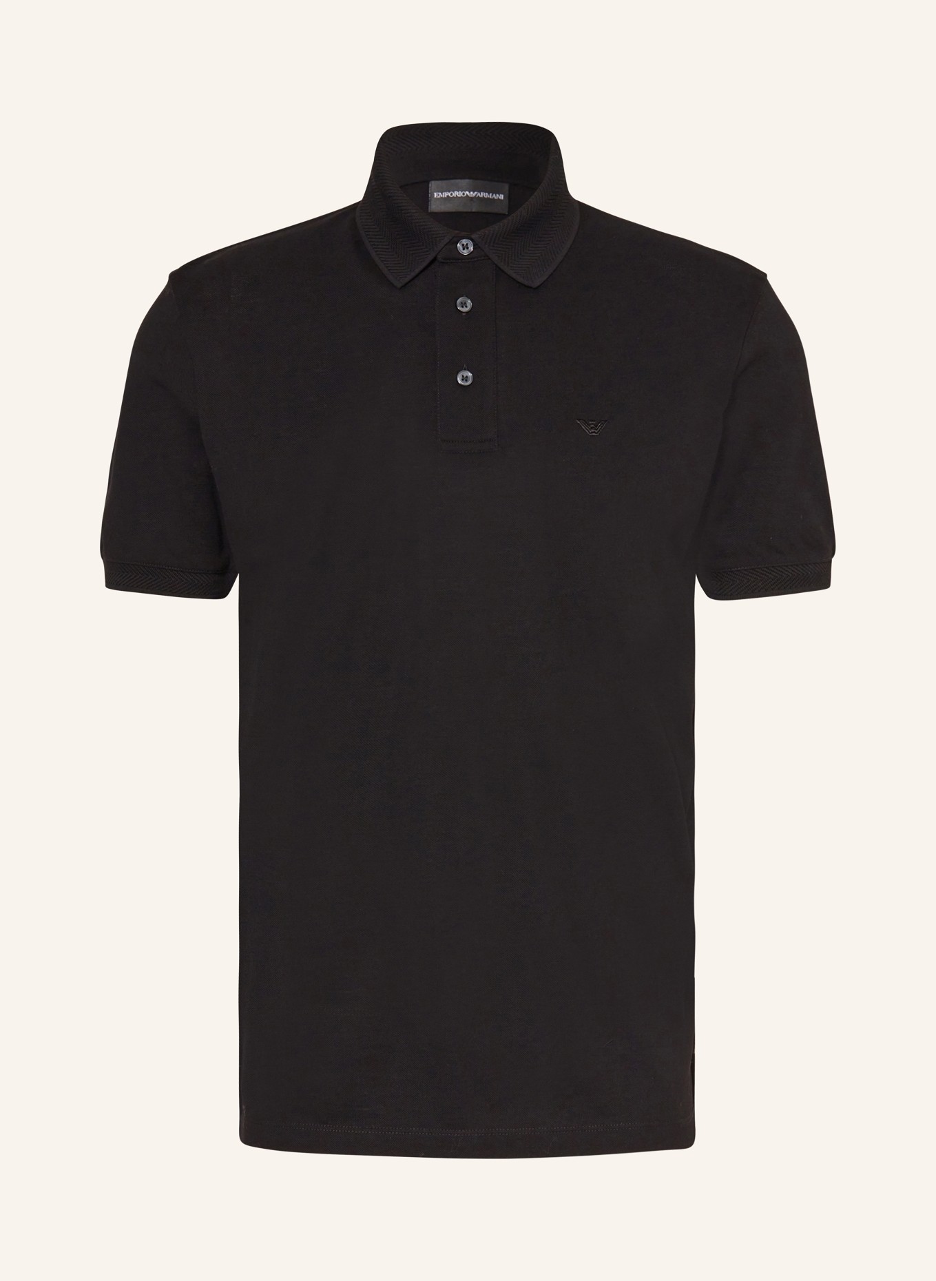 EMPORIO ARMANI Piqué polo shirt, Color: BLACK (Image 1)