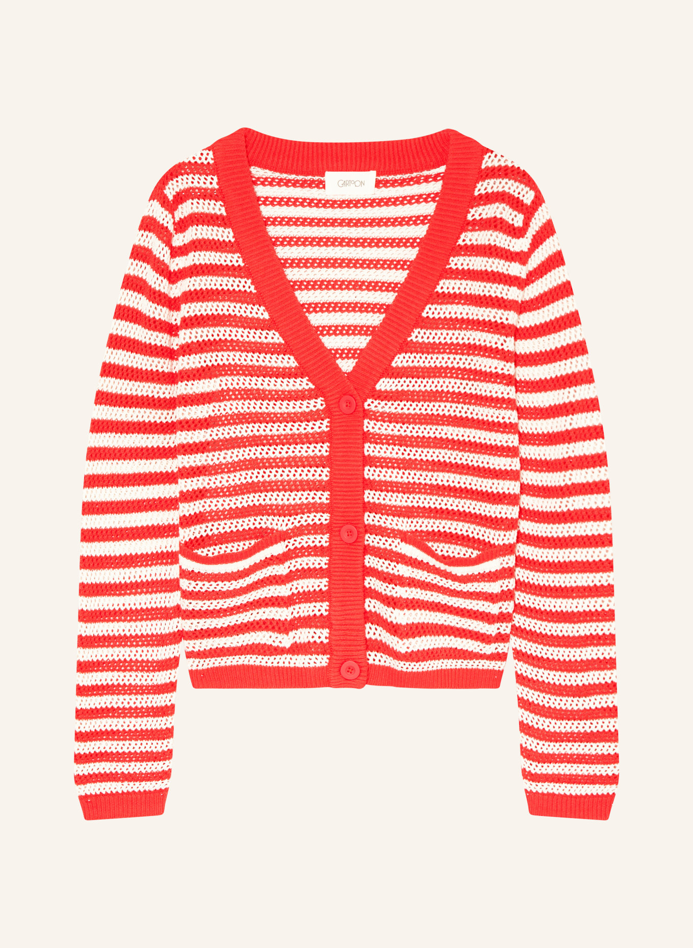 CARTOON Cardigan, Color: WHITE/ RED (Image 1)