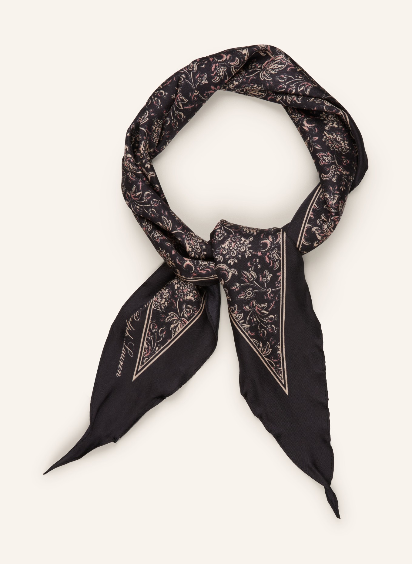 LAUREN RALPH LAUREN Silk scarf, Color: BLACK/ CREAM (Image 2)