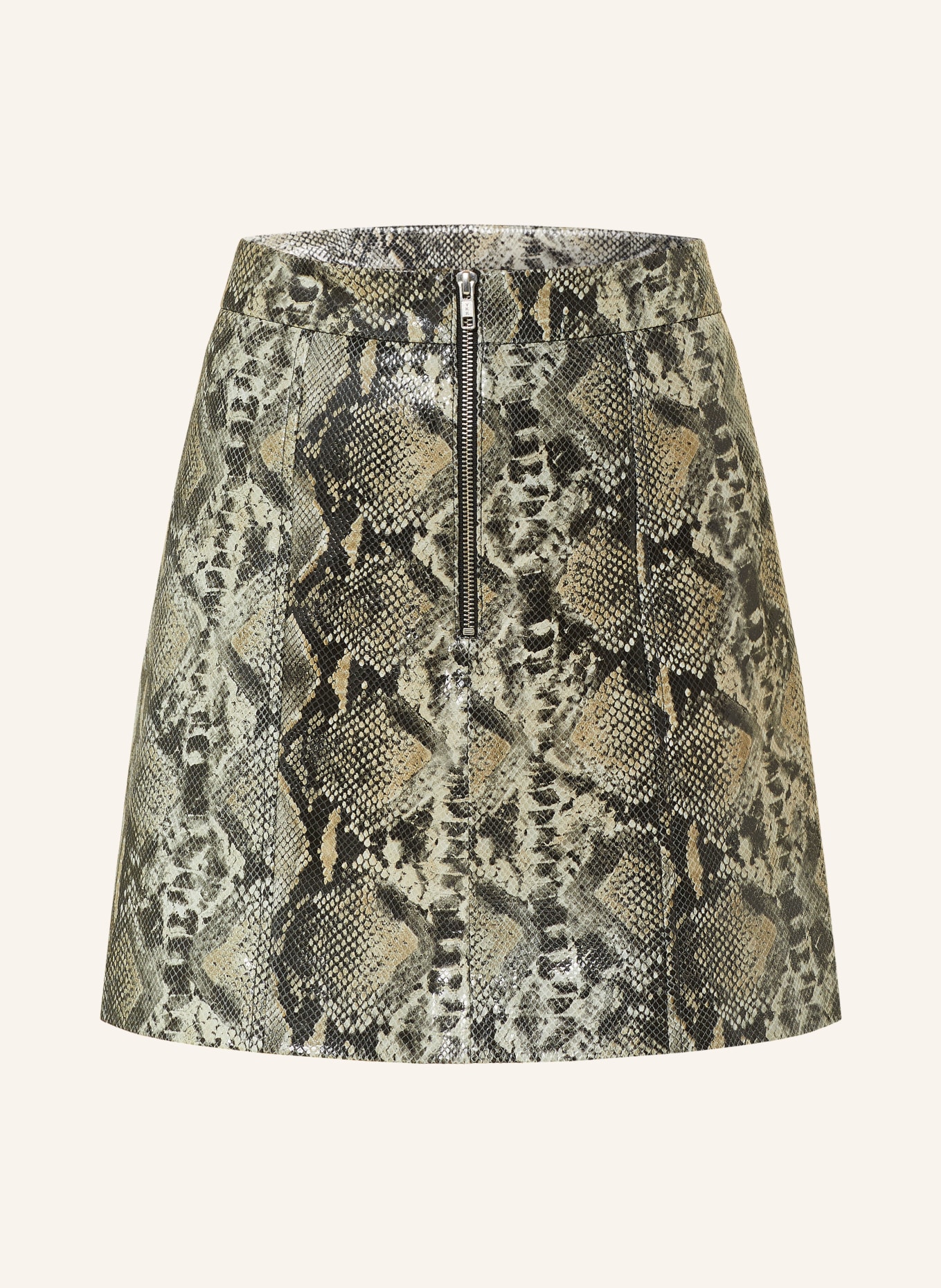 Y.A.S. Leather skirt, Color: BLACK/ TAUPE/ ECRU (Image 1)