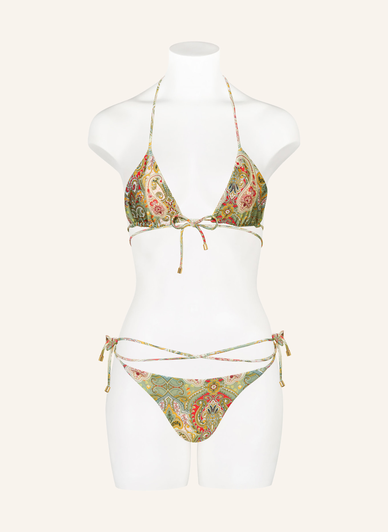 JANTHEE Berlin Triangle bikini bottoms ELLA reversible, Color: LIGHT GREEN/ LIGHT YELLOW/ RED (Image 2)