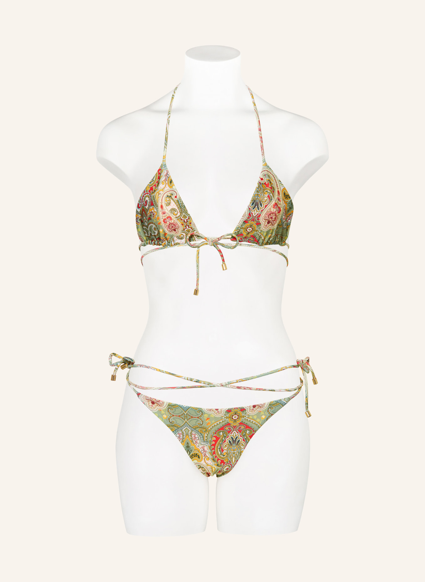 JANTHEE Berlin Triangle bikini top RENI reversible, Color: LIGHT GREEN/ LIGHT YELLOW/ RED (Image 2)