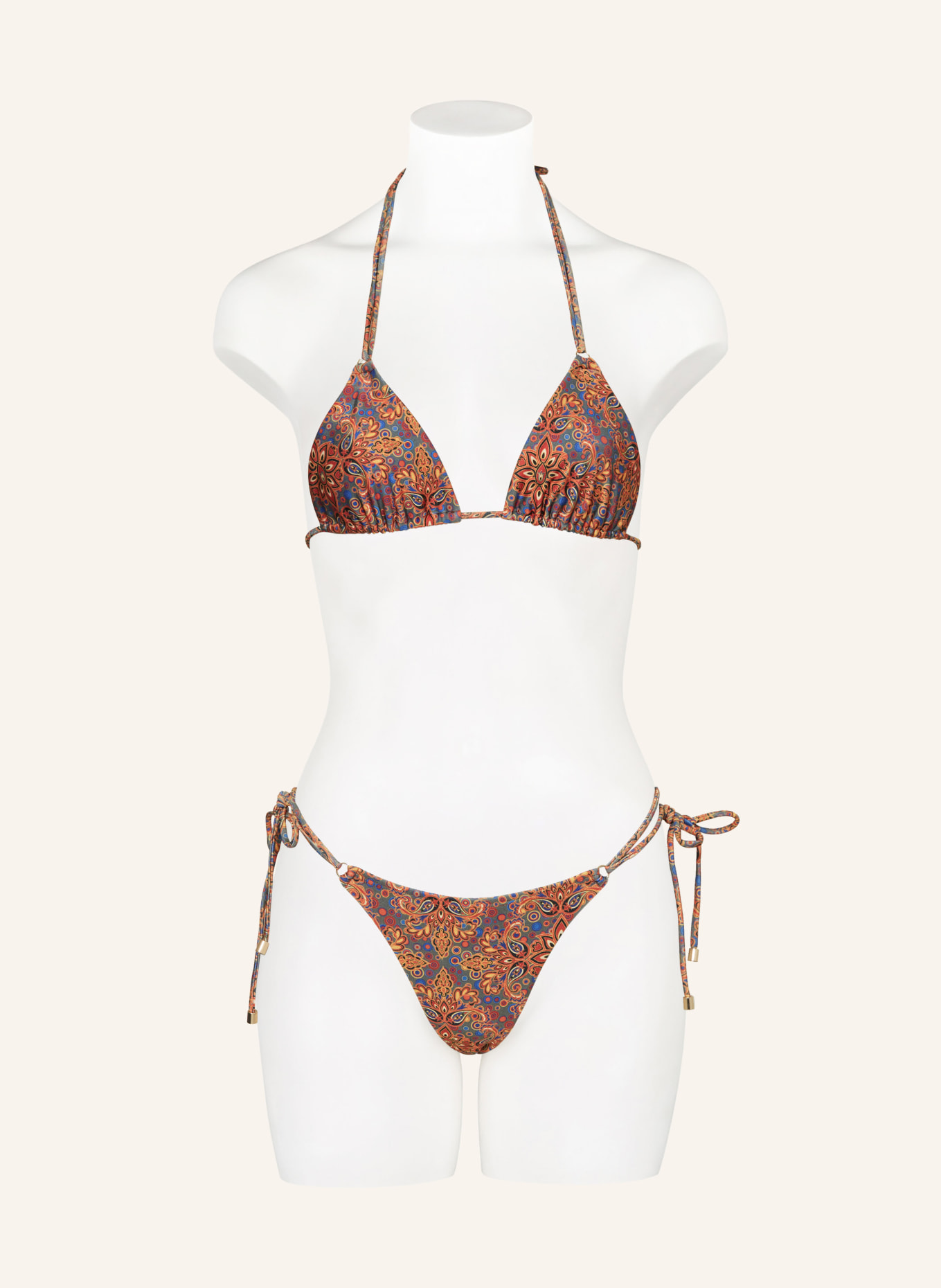 JANTHEE Berlin Triangel-Bikini-Top SALOME, Farbe: BLAU/ GRÜN/ ORANGE (Bild 2)