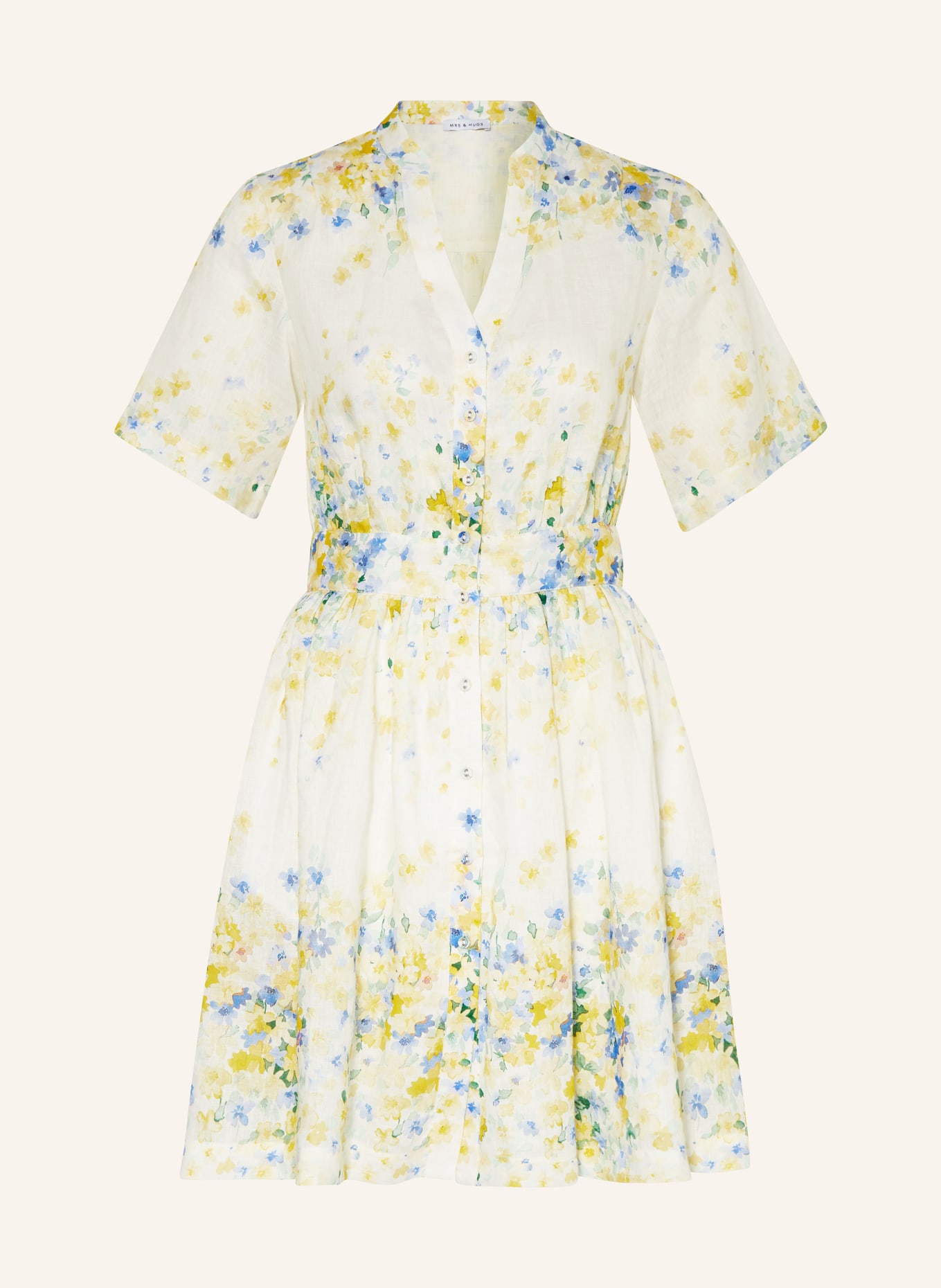 MRS & HUGS Linen dress, Color: ECRU/ YELLOW/ BLUE (Image 1)