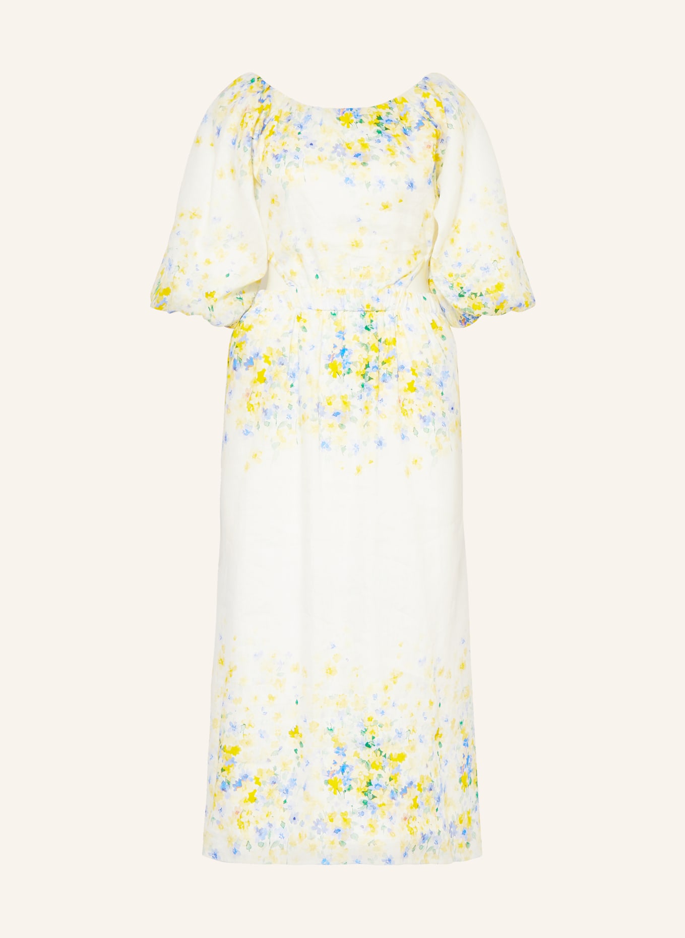MRS & HUGS Linen dress with cut-out, Color: WHITE/ YELLOW/ BLUE (Image 1)