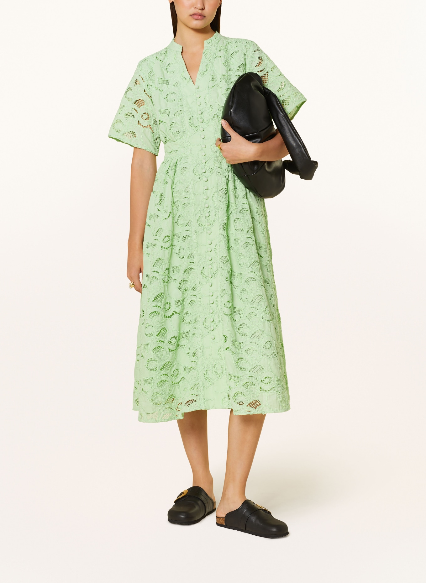 MRS & HUGS Sukienka z dziurkowanej koronki, Kolor: JASNOZIELONY (Obrazek 2)