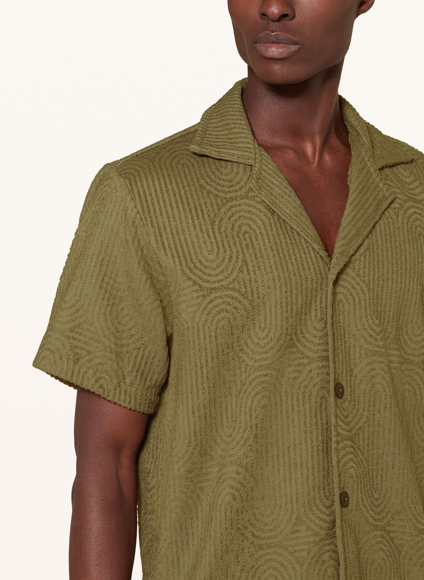 OAS Koszula z klapami ZABYRINTH comfort fit z frotte, Kolor: KHAKI (Obrazek 4)