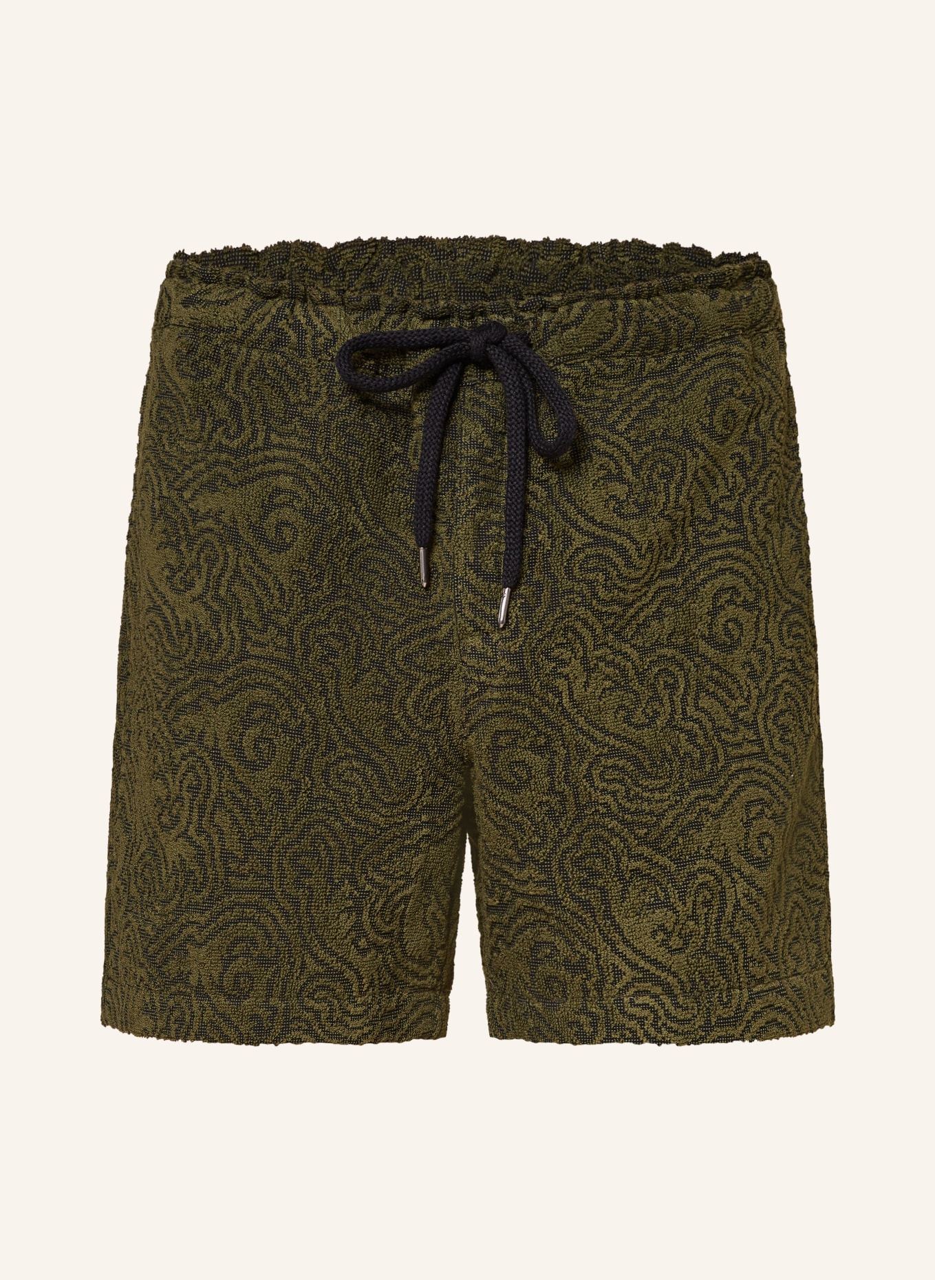 OAS Terry cloth shorts SQUIGGLE, Color: DARK GREEN/ GREEN (Image 1)