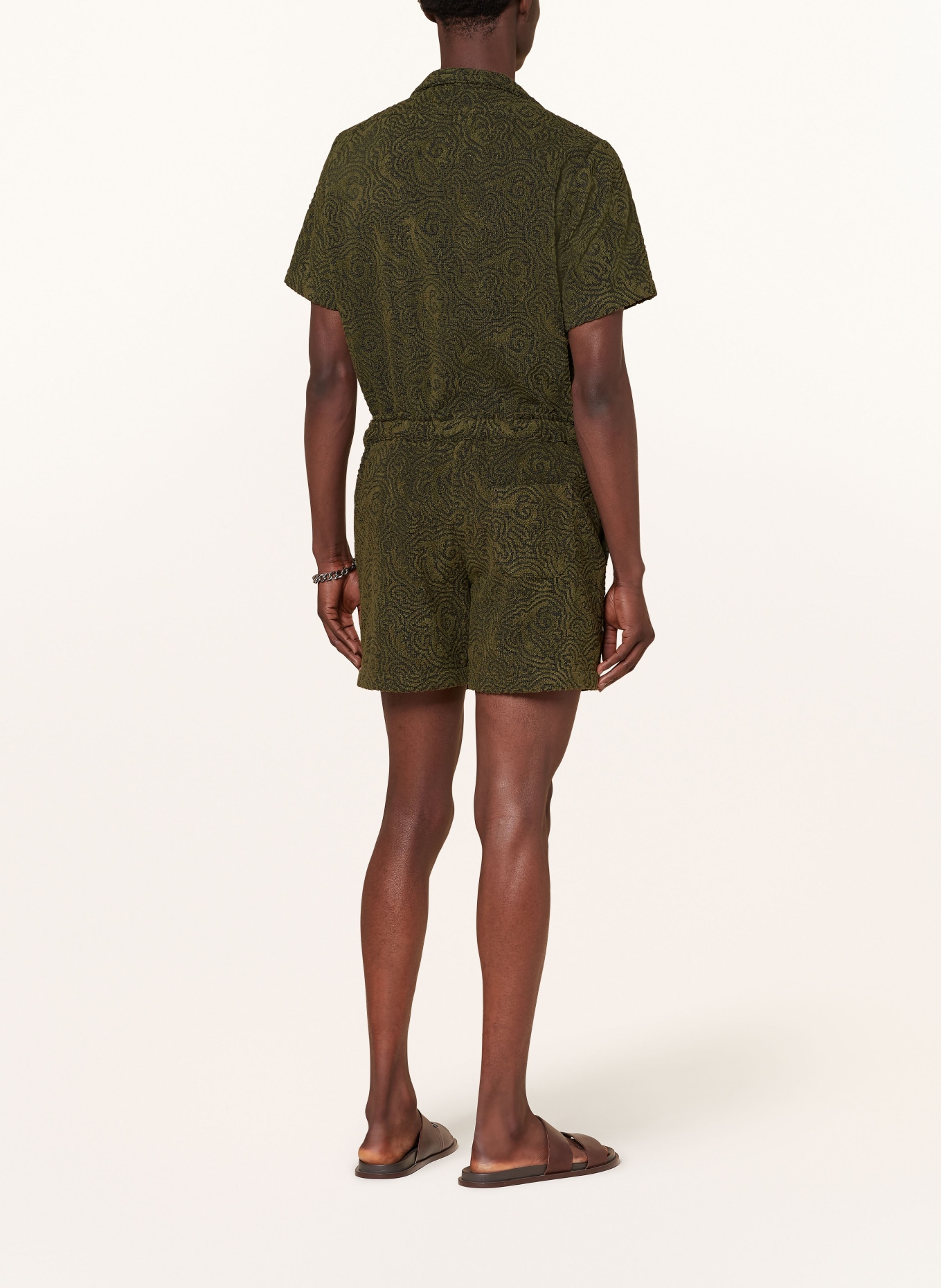 OAS Terry cloth shorts SQUIGGLE, Color: DARK GREEN/ GREEN (Image 3)
