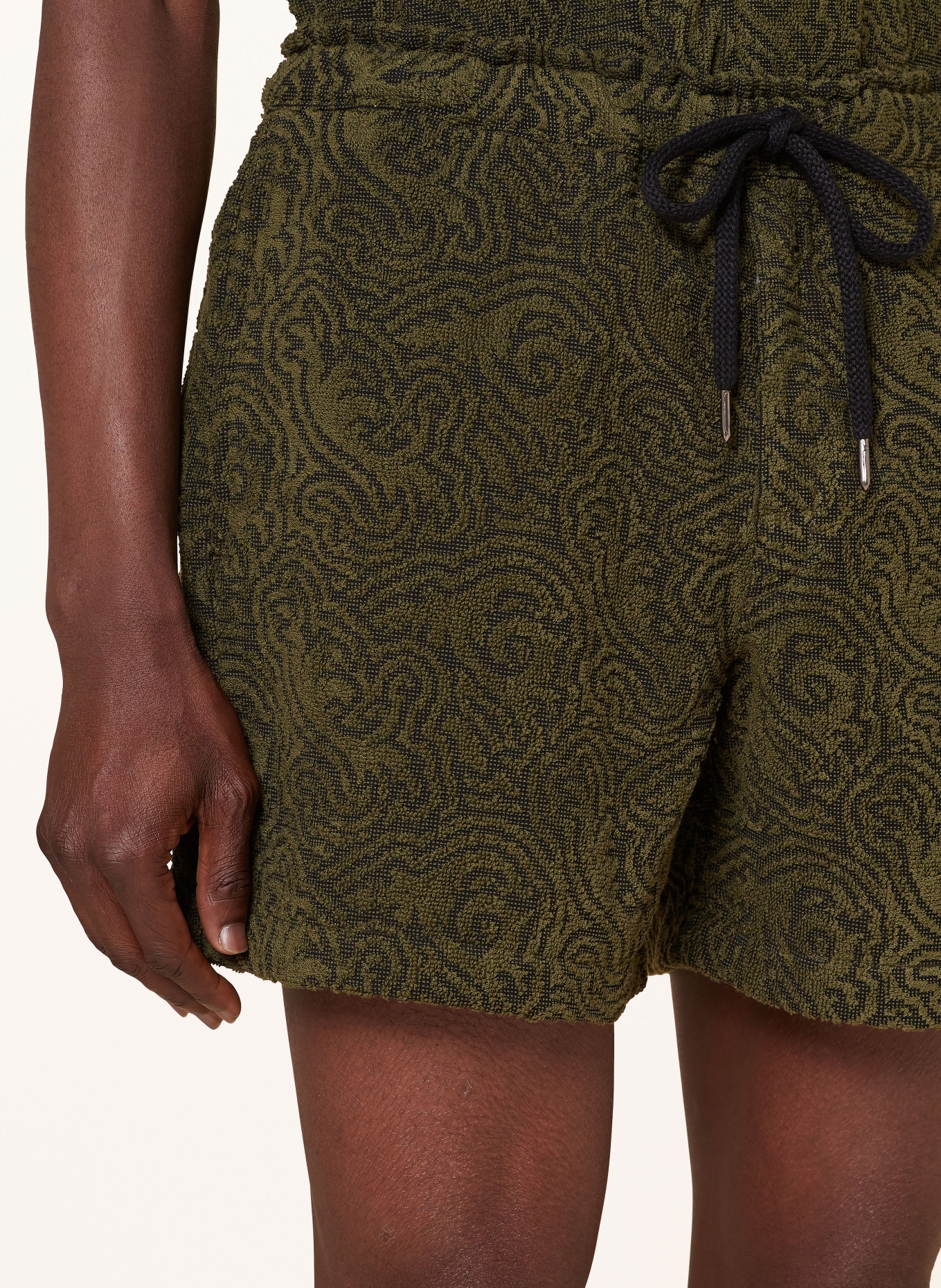 OAS Terry cloth shorts SQUIGGLE, Color: DARK GREEN/ GREEN (Image 5)