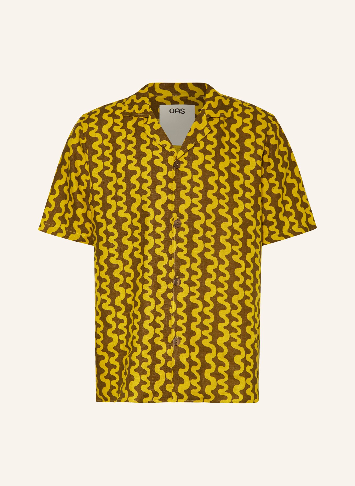 OAS Resort shirt TWINE comfort fit in linen, Color: YELLOW/ BROWN (Image 1)