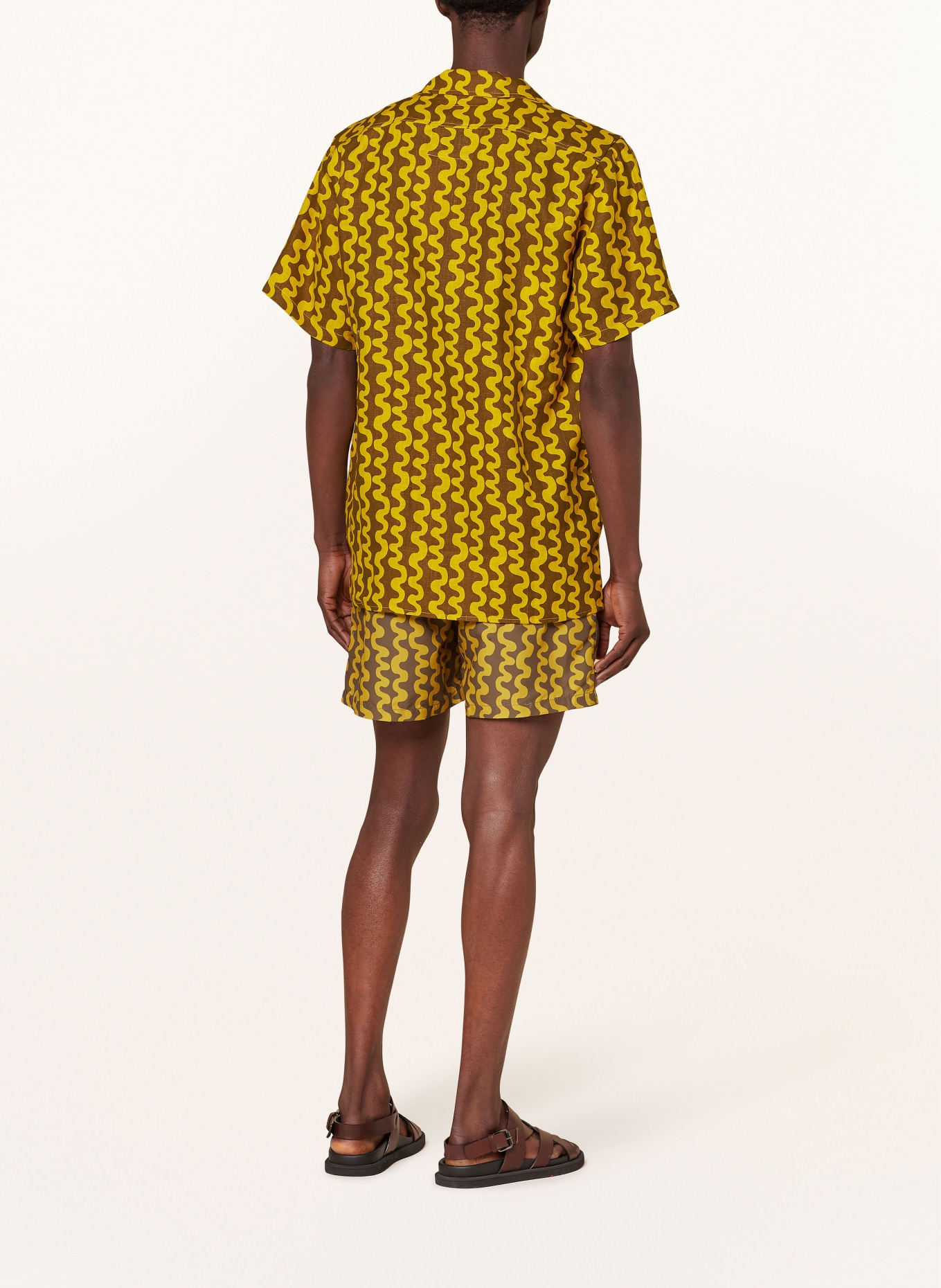OAS Resort shirt TWINE comfort fit in linen, Color: YELLOW/ BROWN (Image 3)