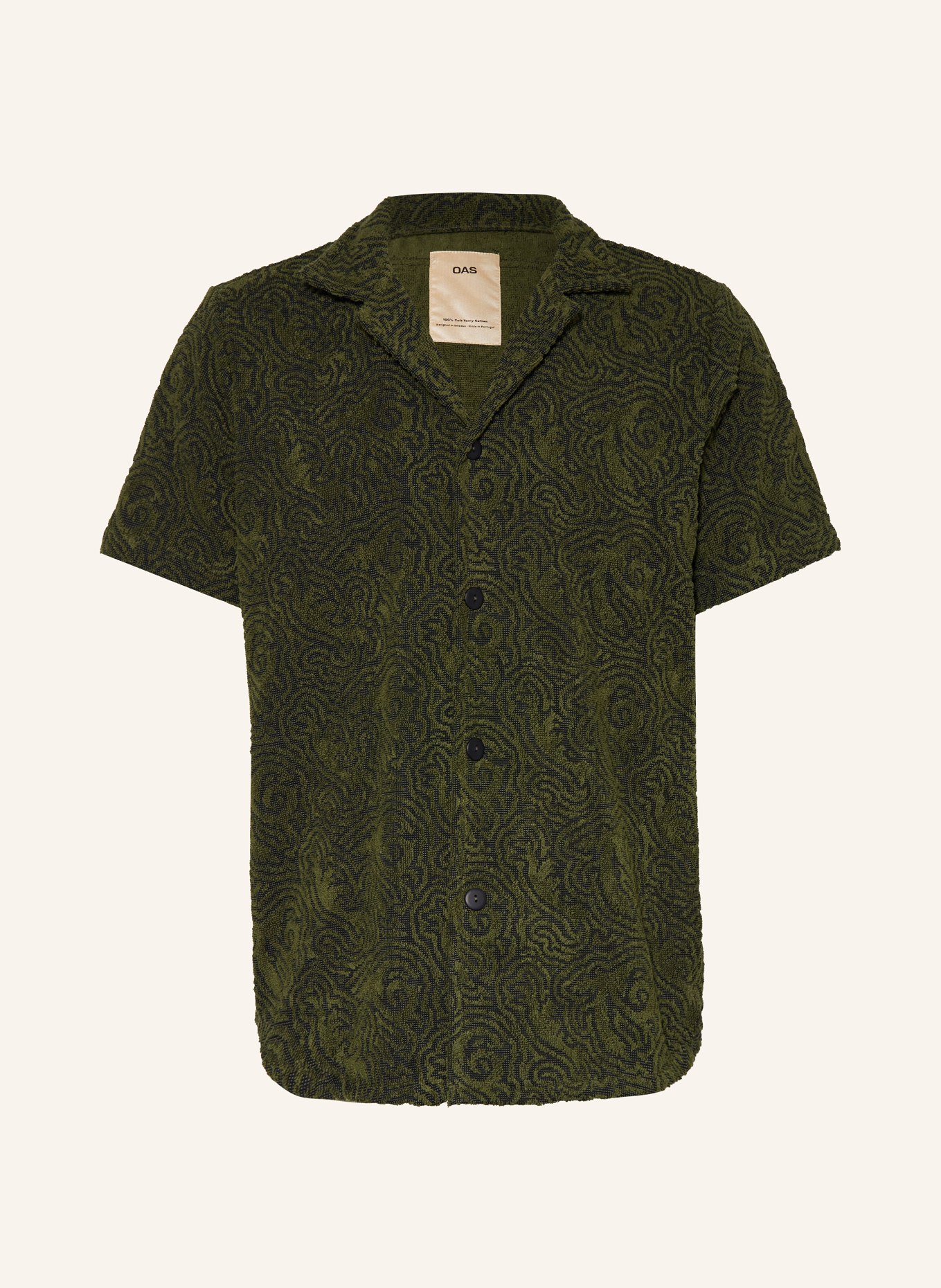 OAS Resort shirt SQUIGGLE comfort fit in terry cloth, Color: GREEN/ DARK GREEN (Image 1)