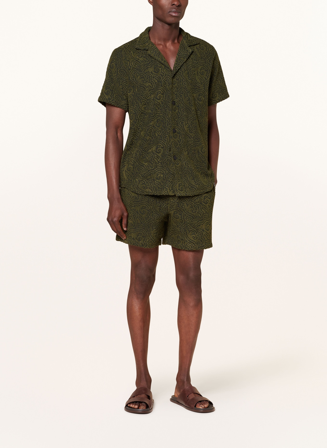 OAS Resort shirt SQUIGGLE comfort fit in terry cloth, Color: GREEN/ DARK GREEN (Image 2)