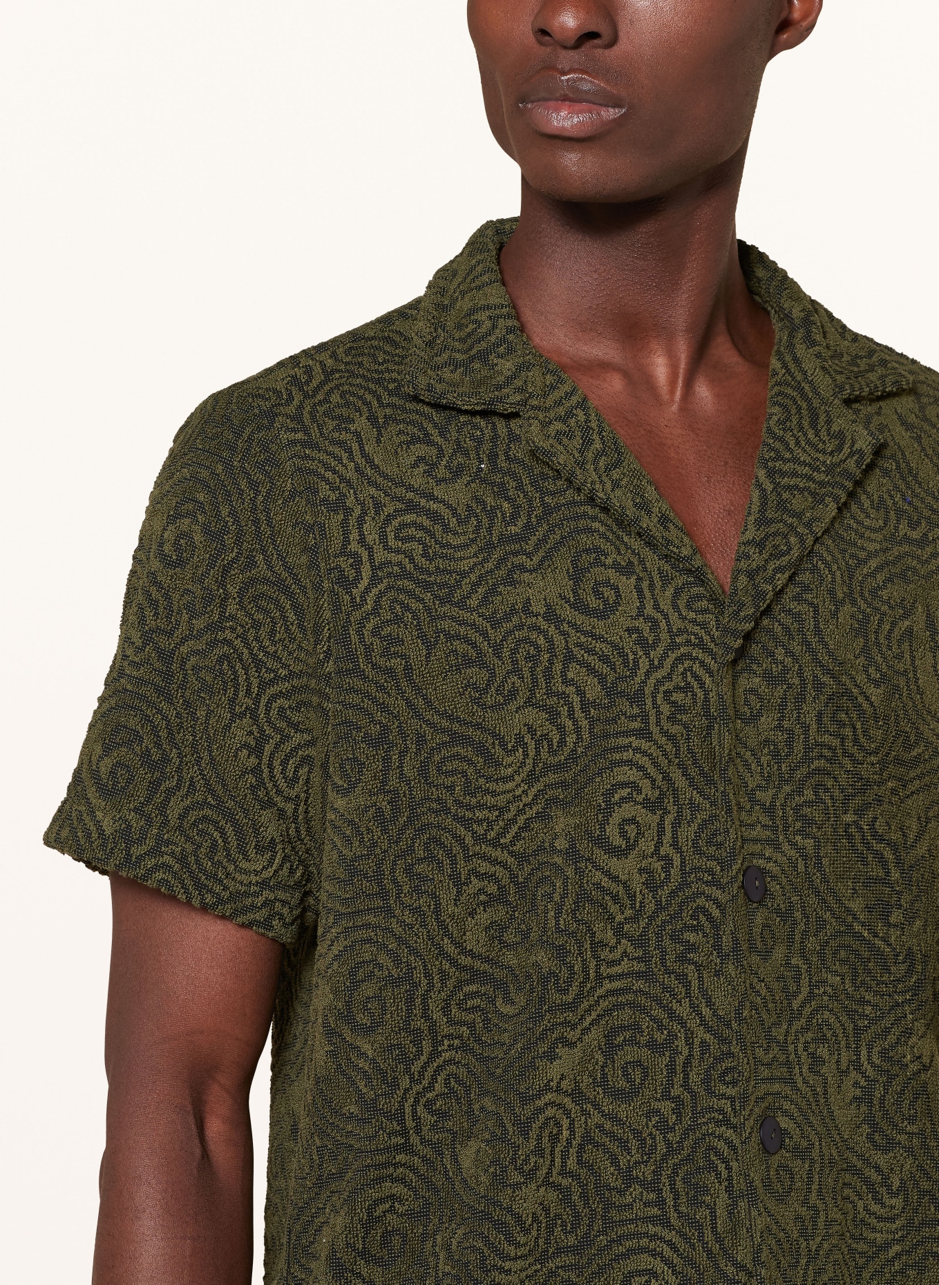 OAS Resort shirt SQUIGGLE comfort fit in terry cloth, Color: GREEN/ DARK GREEN (Image 4)