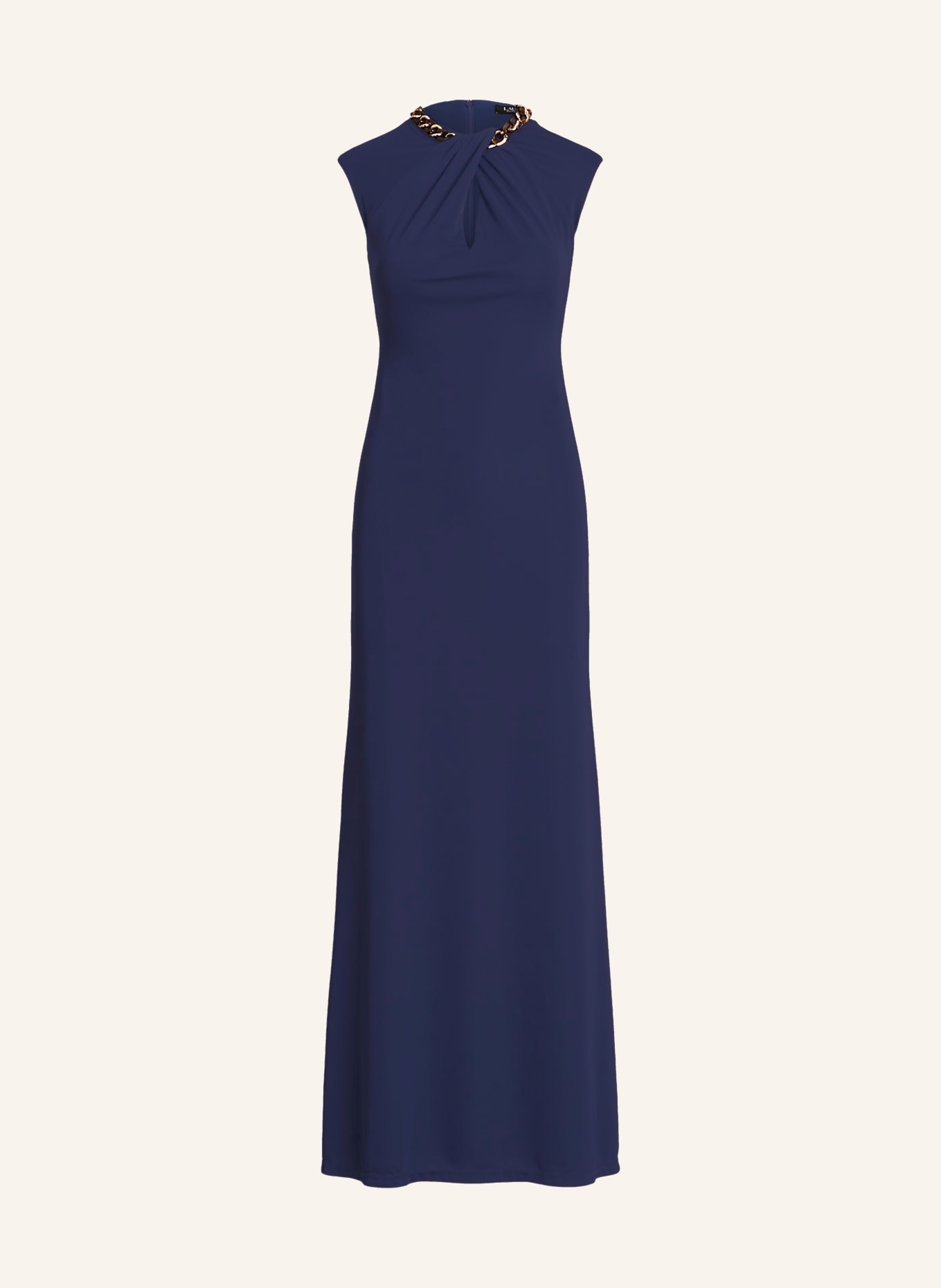 LAUREN RALPH LAUREN Dress TASHCILLE with linen and cut-out, Color: DARK BLUE (Image 1)