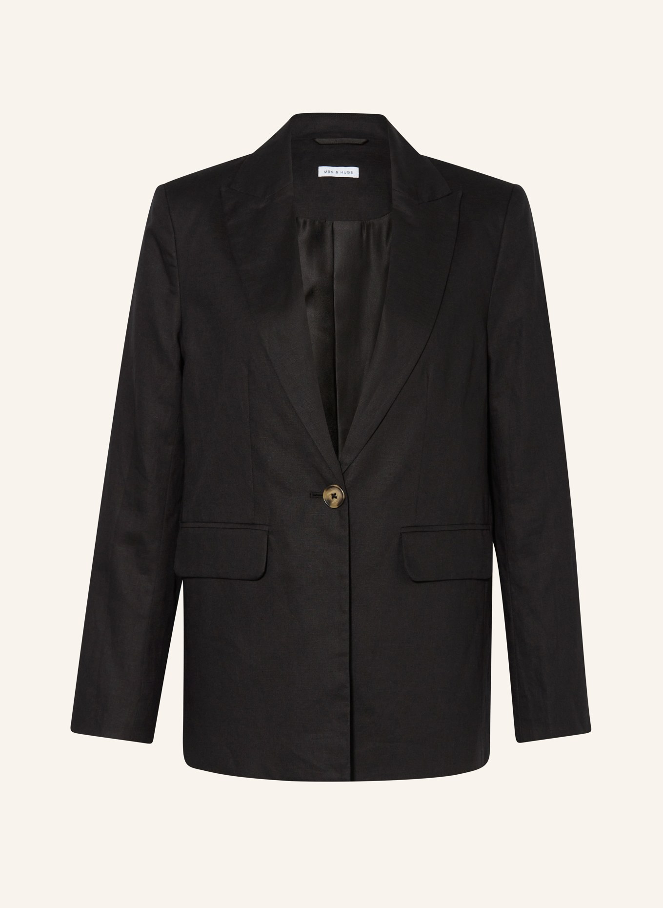 MRS & HUGS Blazer with linen, Color: BLACK (Image 1)
