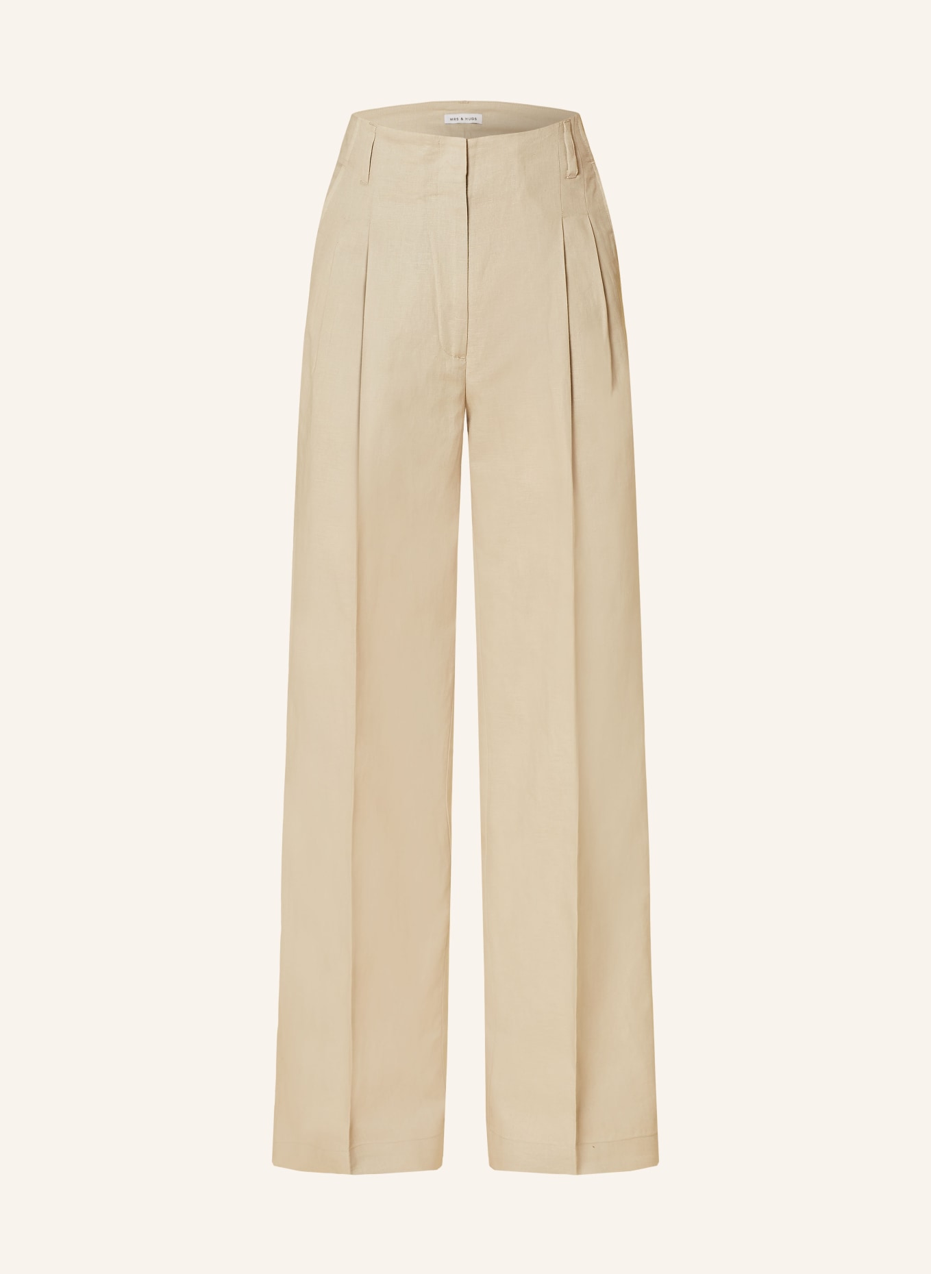 MRS & HUGS Wide leg trousers with linen, Color: BEIGE (Image 1)