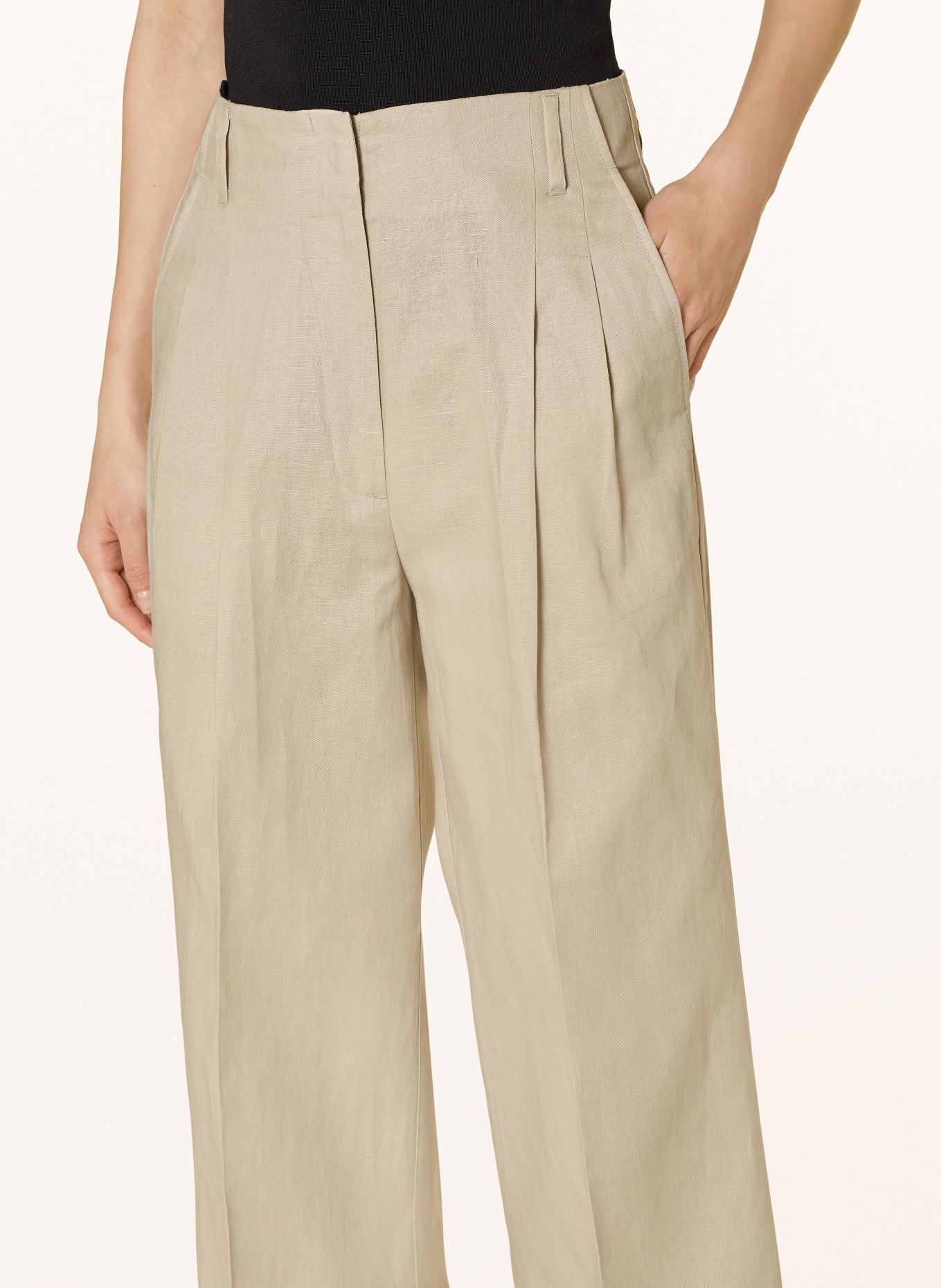 MRS & HUGS Wide leg trousers with linen, Color: BEIGE (Image 5)