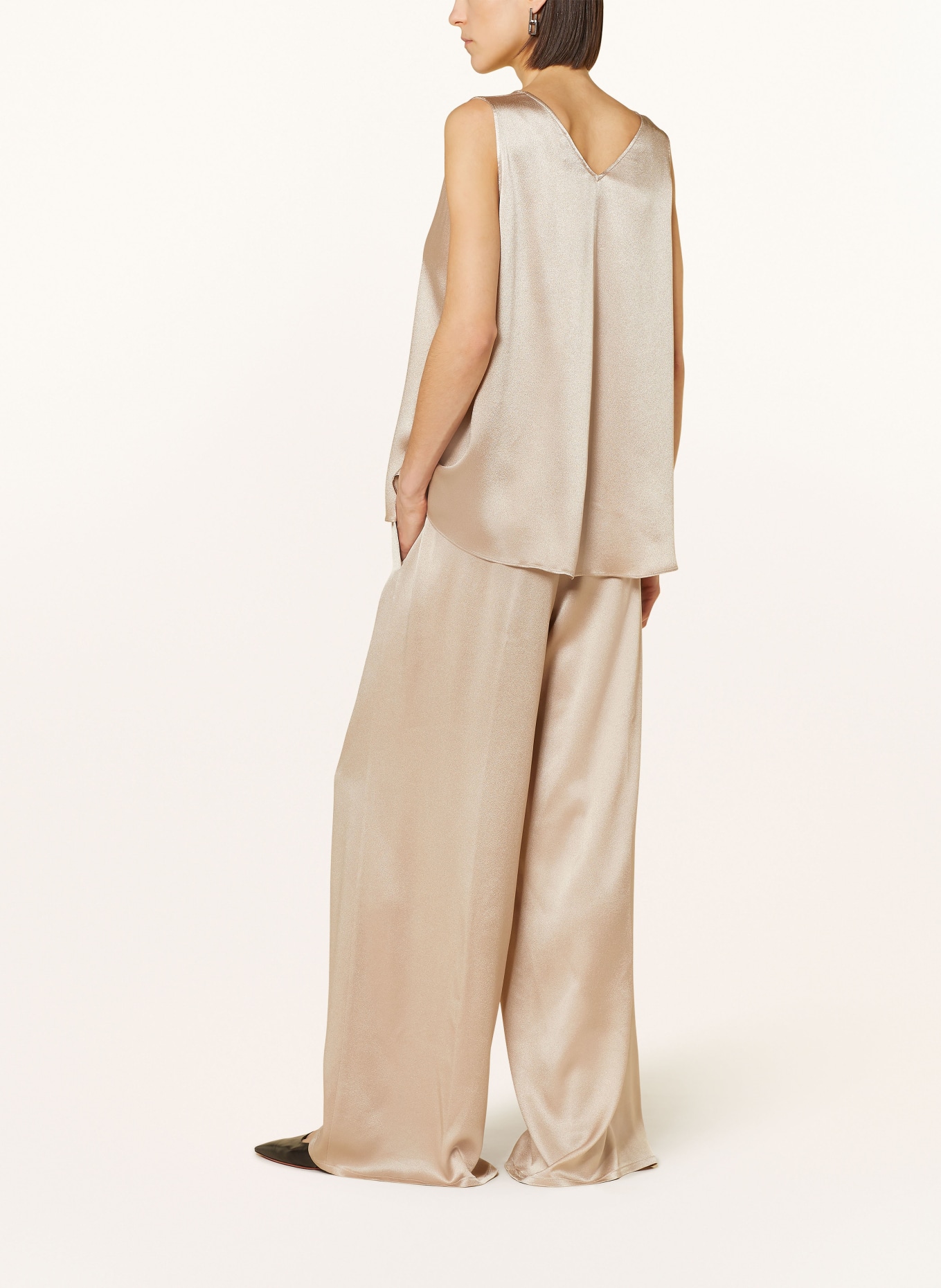 ANTONELLI firenze Wide leg trousers TALIA with silk, Color: TAUPE (Image 3)