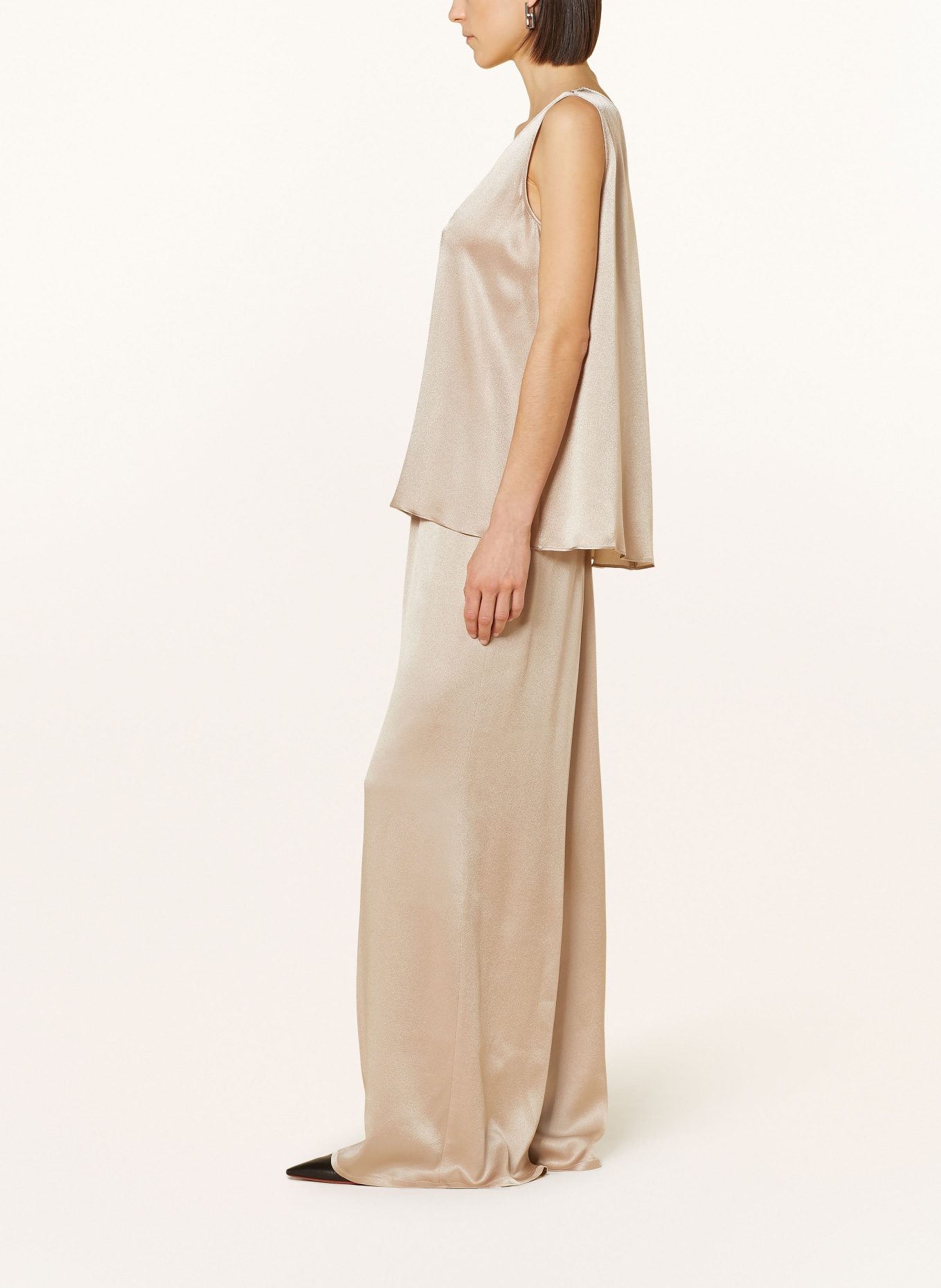 ANTONELLI firenze Wide leg trousers TALIA with silk, Color: TAUPE (Image 4)