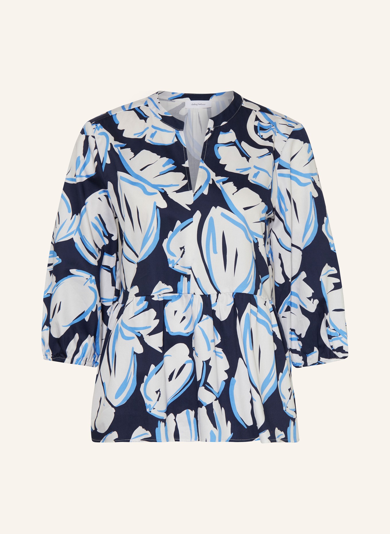 darling harbour Shirt blouse with 3/4 sleeves, Color: DARK BLUE/ WHITE (Image 1)