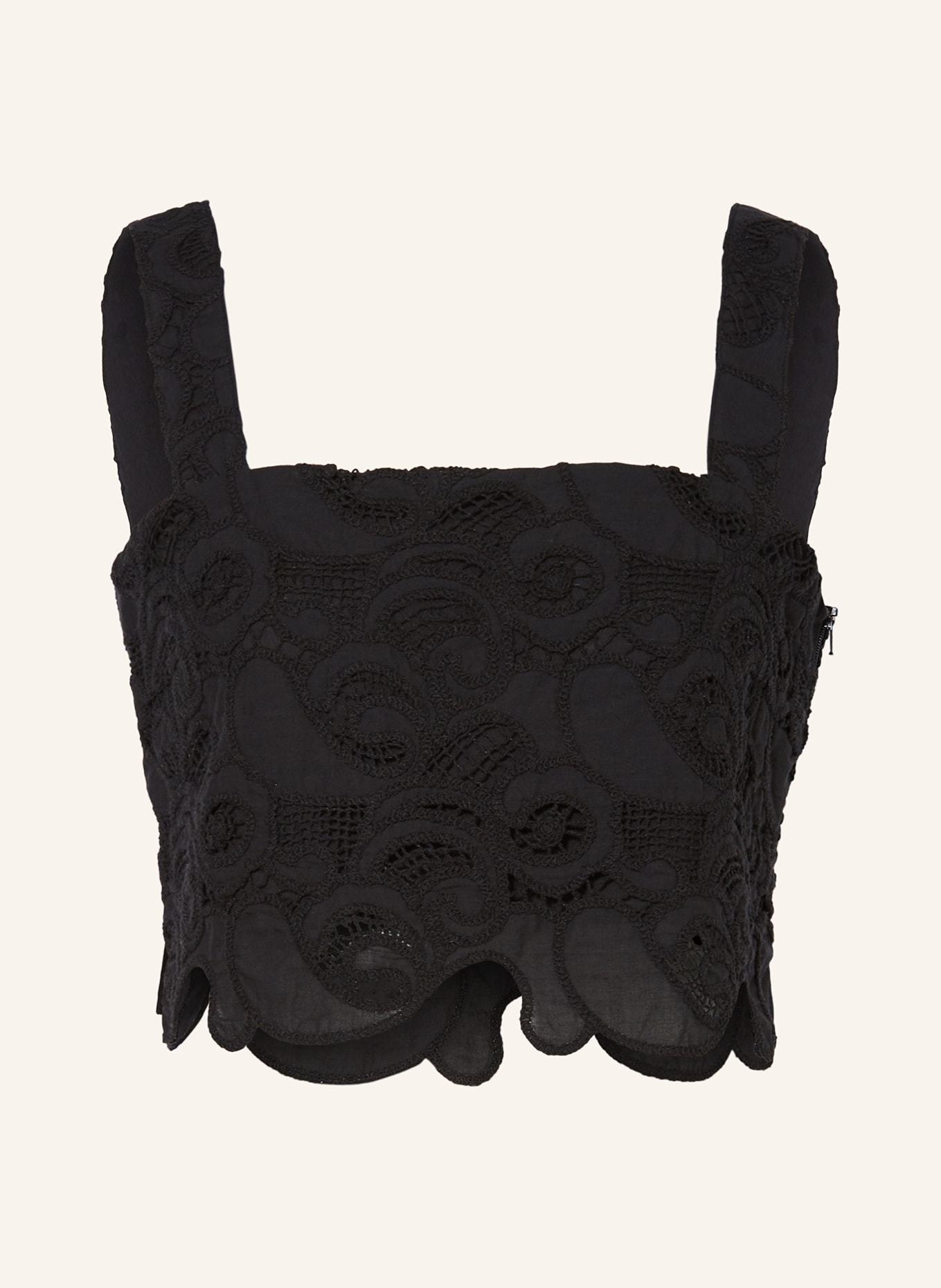 MRS & HUGS Cropped top with crochet lace, Color: BLACK (Image 1)