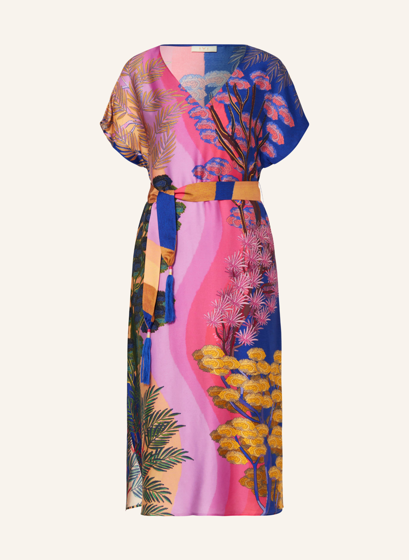 IVI collection Satin dress, Color: PINK/ BLUE/ GREEN (Image 1)