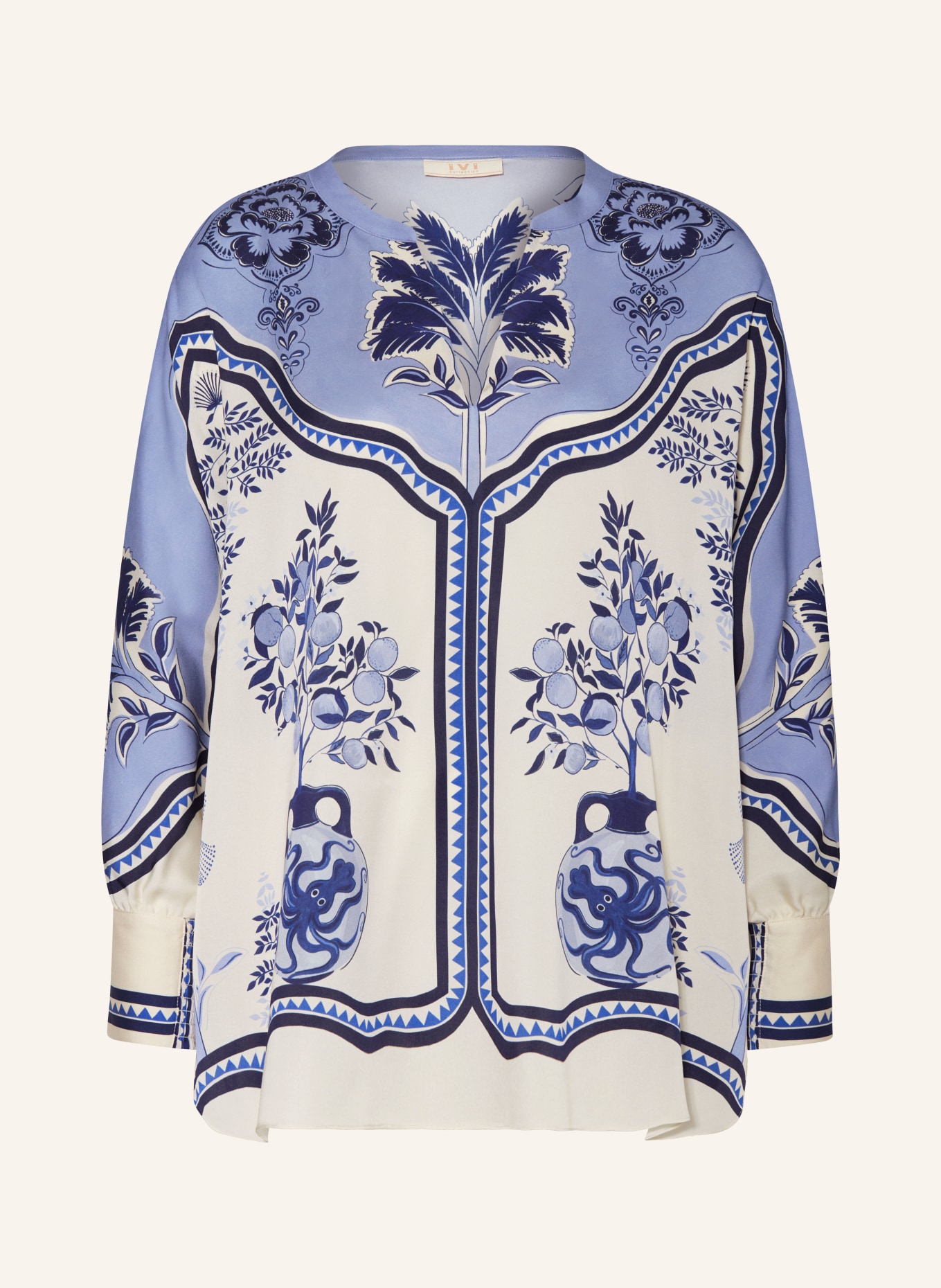 IVI collection Silk tunic, Color: LIGHT BLUE/ WHITE (Image 1)