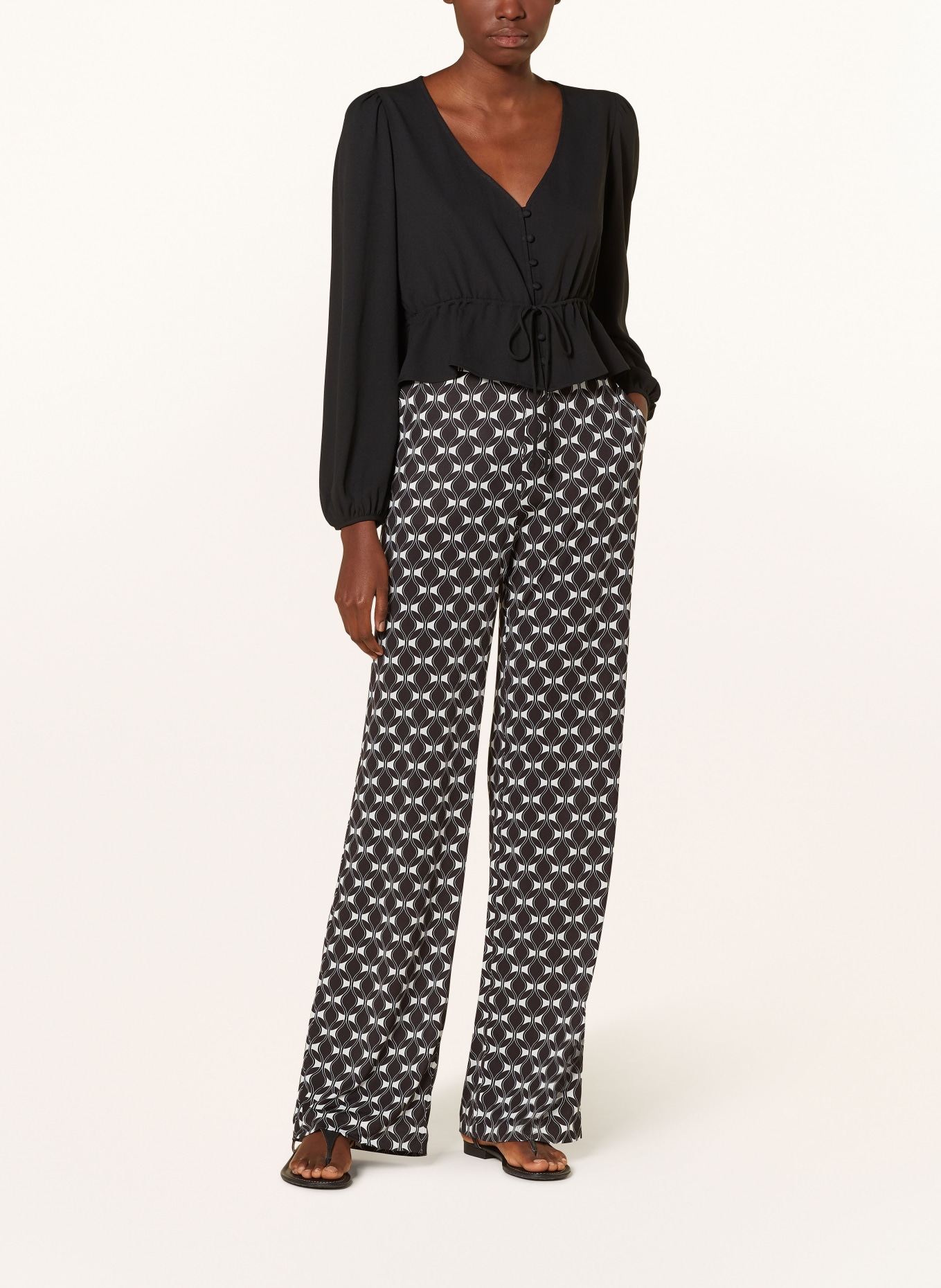 MAC Wide leg trousers CHIARA made of jersey, Color: BLACK/ WHITE (Image 2)