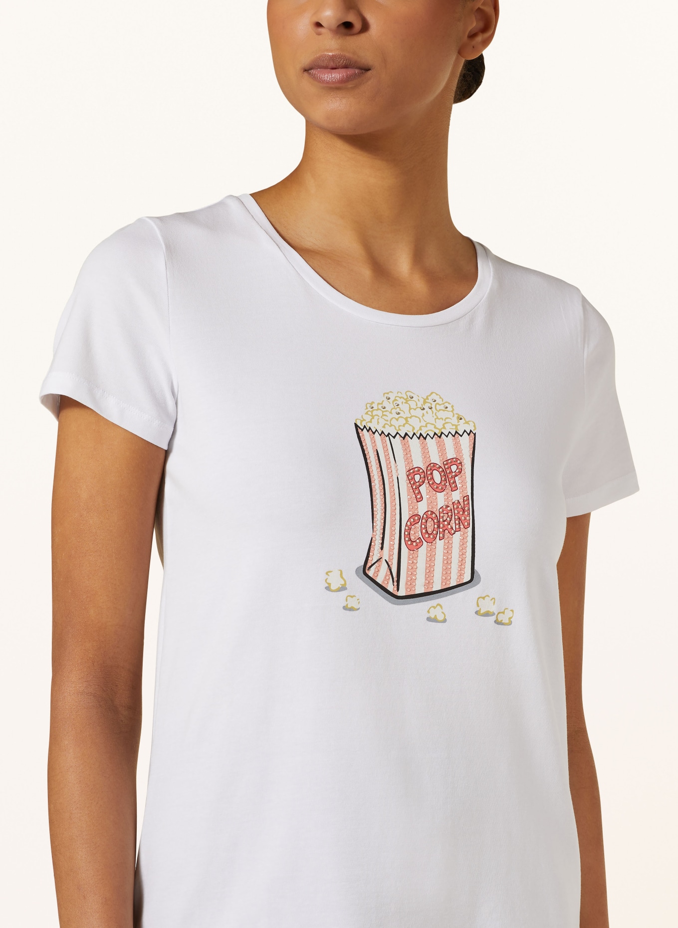 MORE & MORE T-Shirt mit Schmucksteinen, Farbe: WEISS (Bild 4)