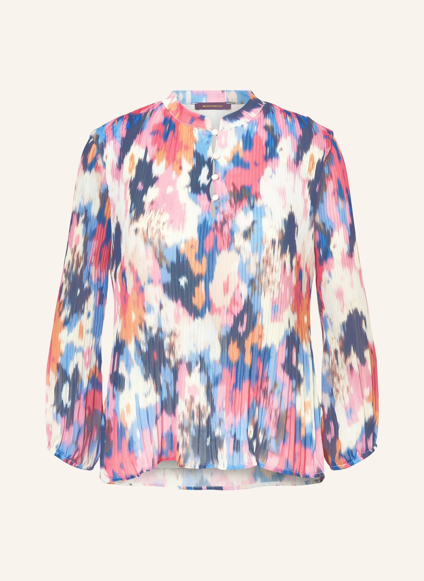 MORE & MORE Blusenshirt mit Plissees, Farbe: WEISS/ BLAU/ PINK (Bild 1)