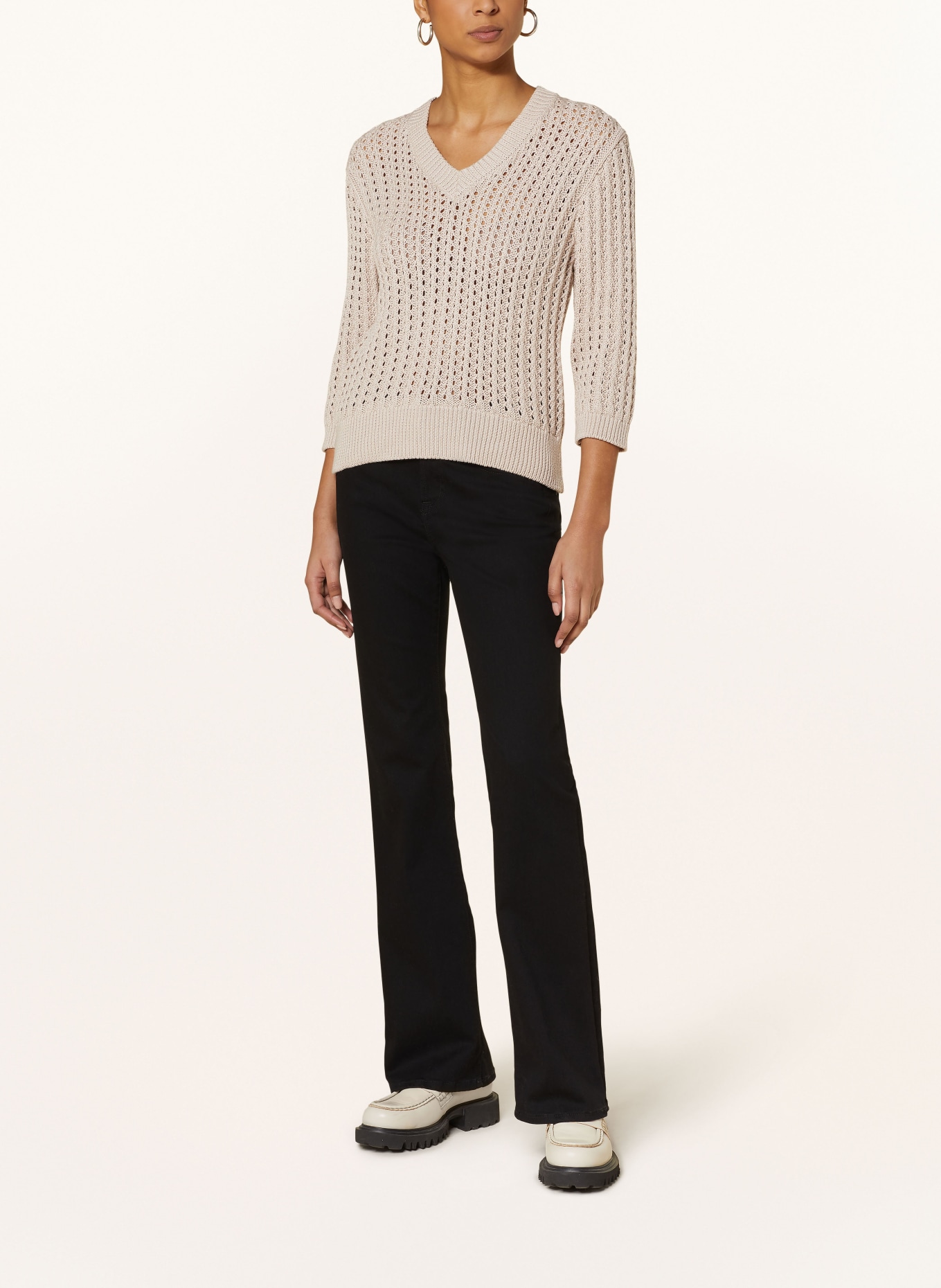 MORE & MORE Sweater with 3/4 sleeves, Color: BEIGE (Image 2)