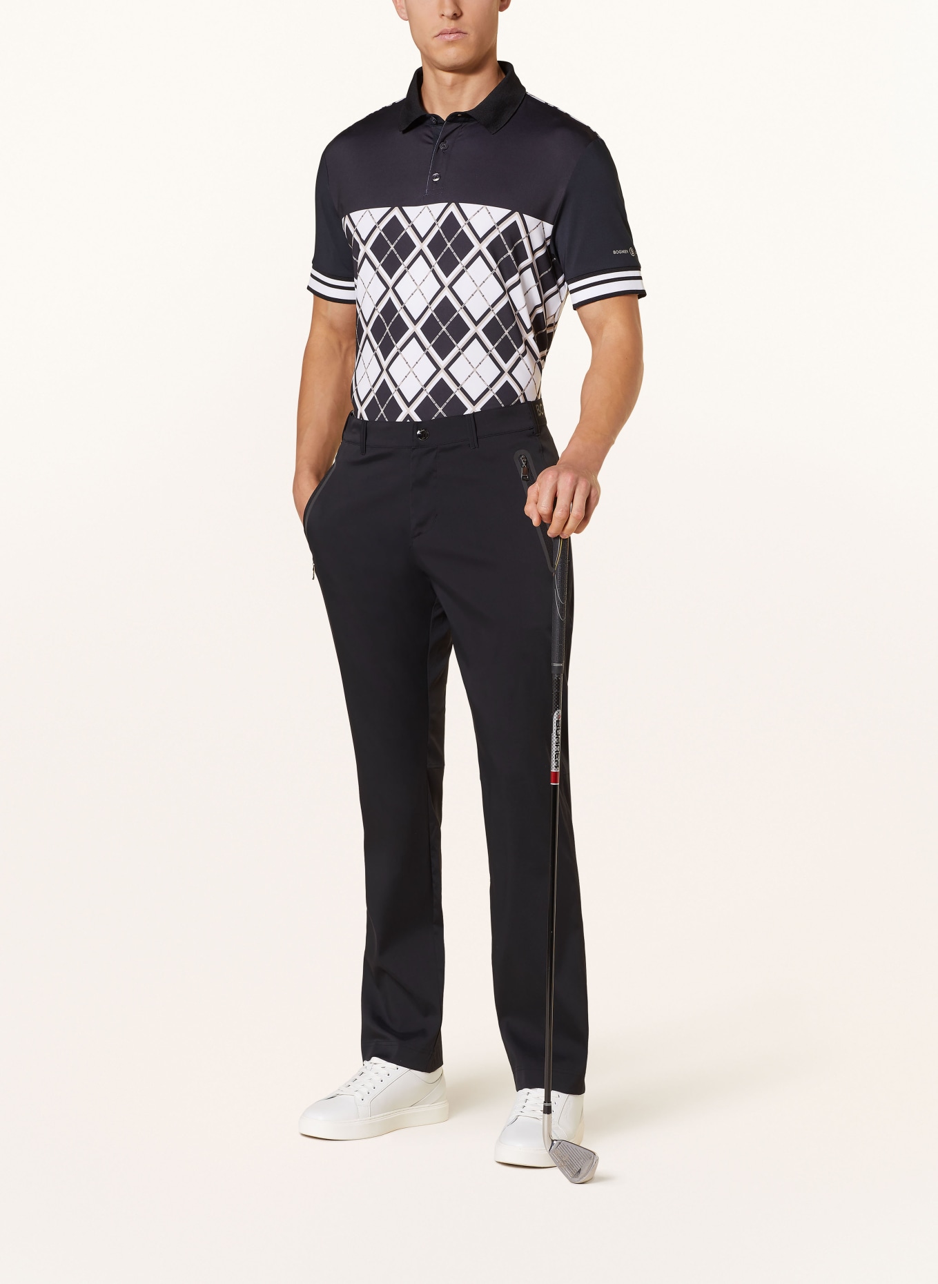 BOGNER Performance polo shirt RICHARD, Color: BLACK/ WHITE/ BEIGE (Image 2)