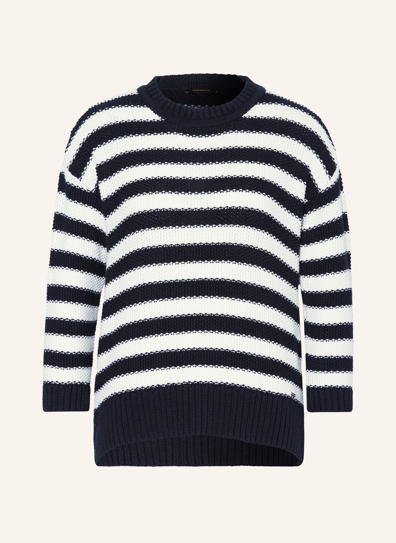 MORE & MORE Sweater with 3/4 sleeves, Color: DARK BLUE/ WHITE (Image 1)