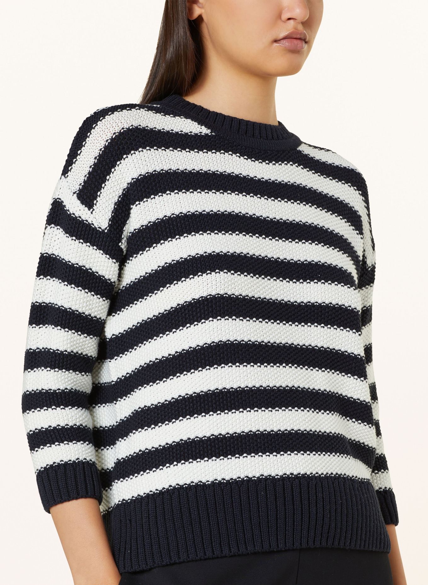 MORE & MORE Sweater with 3/4 sleeves, Color: DARK BLUE/ WHITE (Image 4)