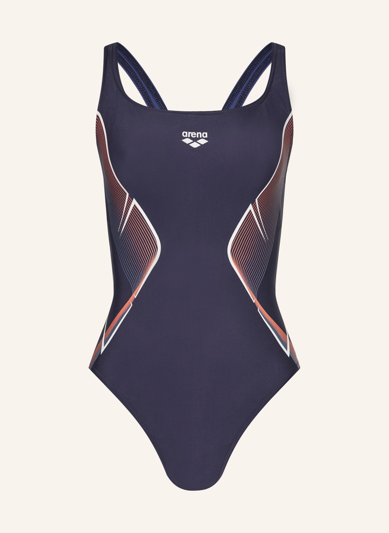 arena Swimsuit MY CRYSTAL with UV protection 50+, Color: DARK BLUE/ DARK ORANGE (Image 1)