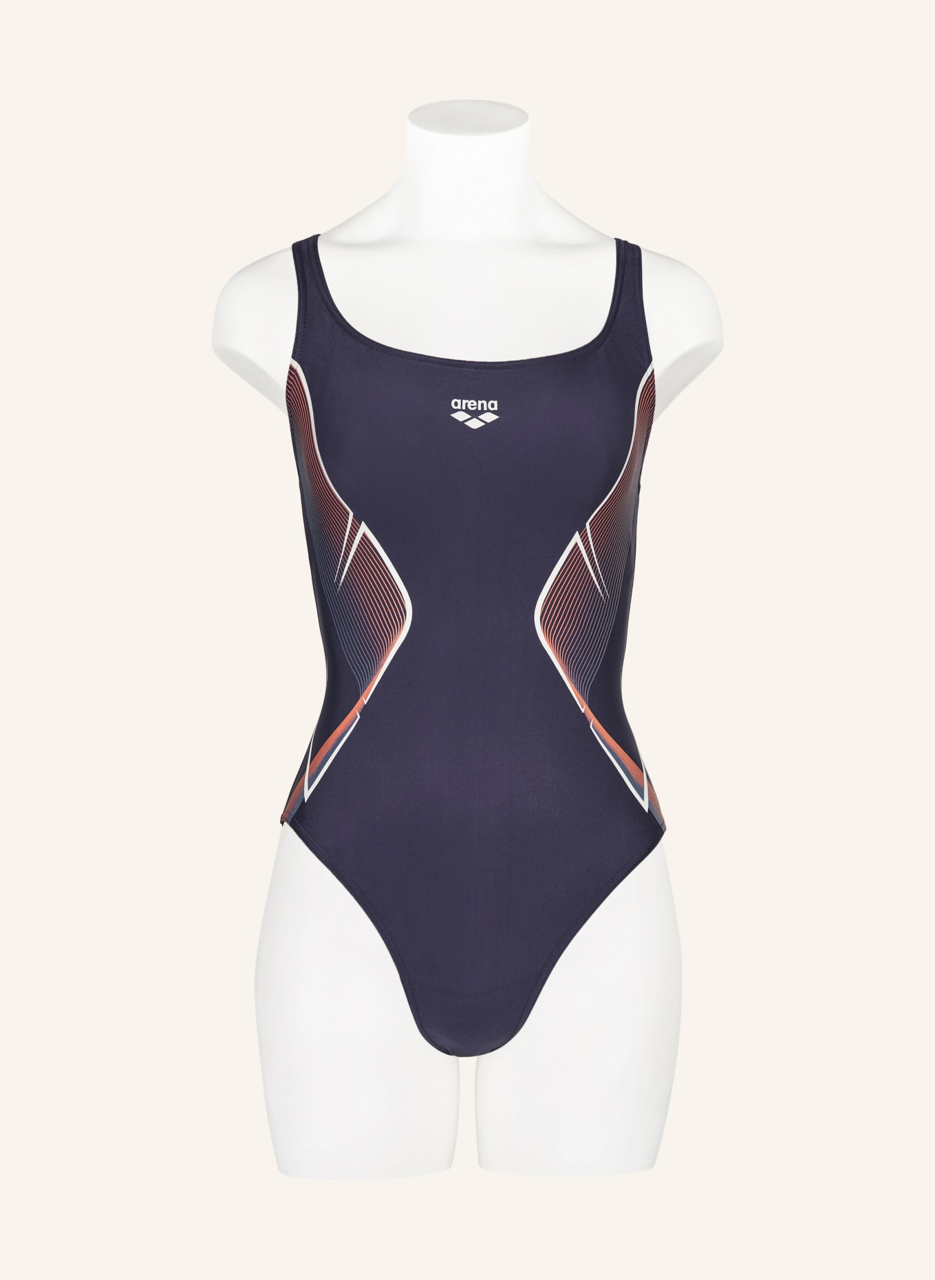 arena Swimsuit MY CRYSTAL with UV protection 50+, Color: DARK BLUE/ DARK ORANGE (Image 2)